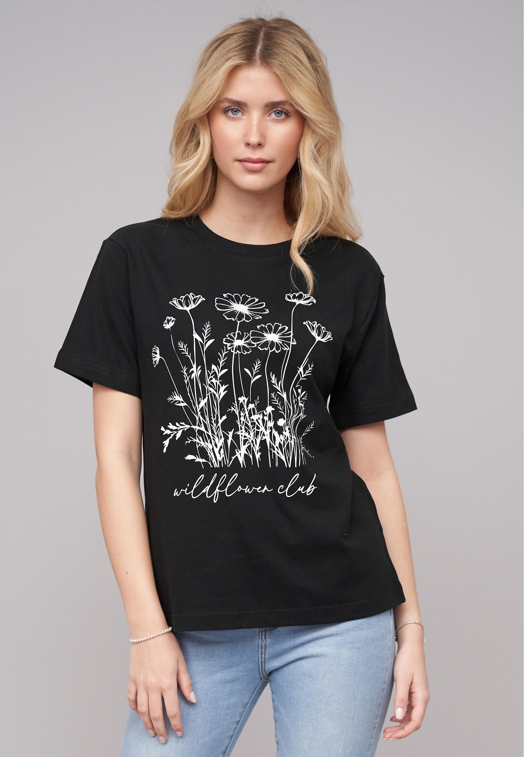 CLOUD 5IVE T-Shirt »CLOUD 5IVE Ladies 77 Wildflower Black Tee«, (1 tlg.)