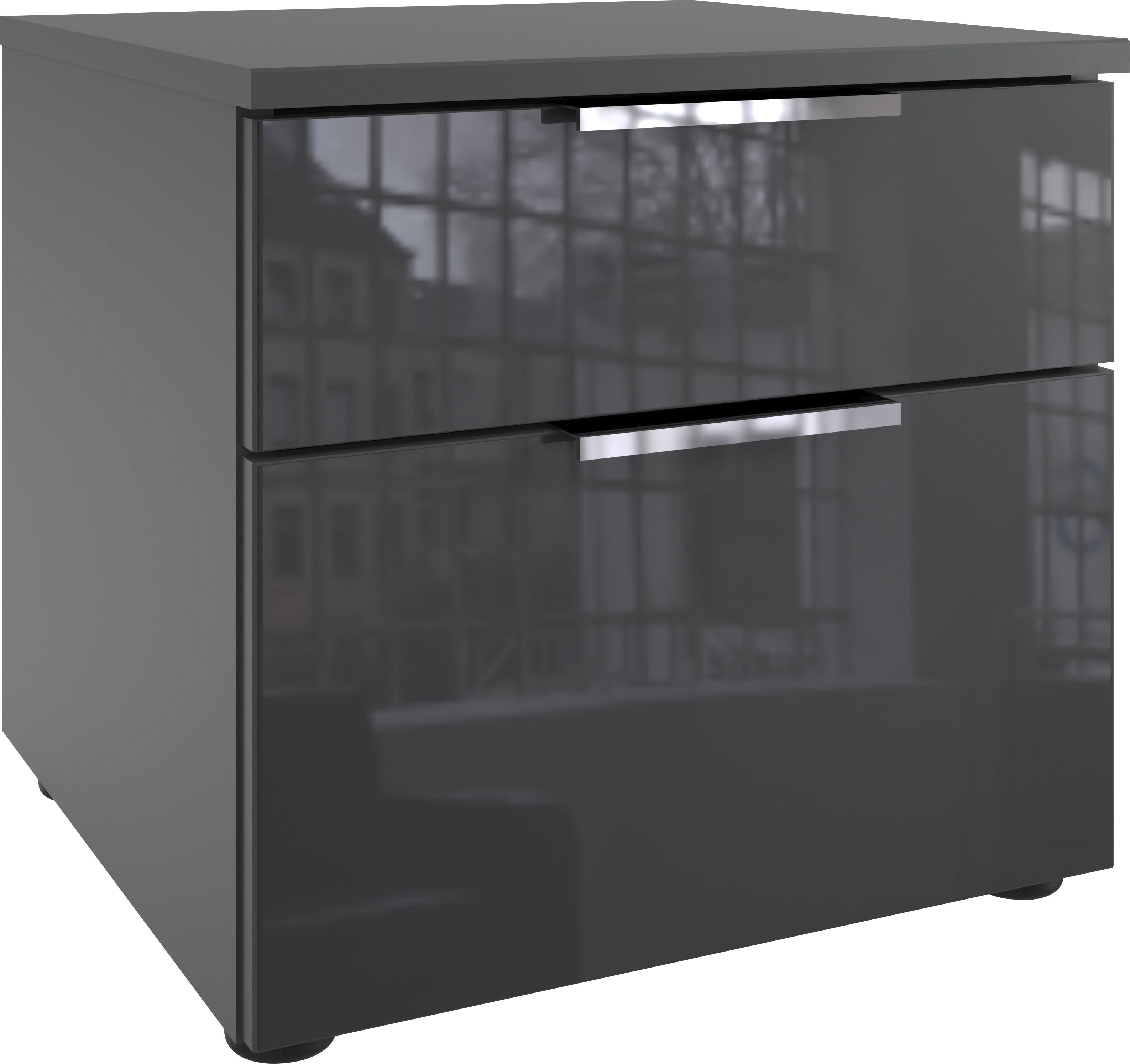 Wimex "Level36 C by fresh to go" Nachttisch mit Glaselementen auf der Front, soft-close Funktion