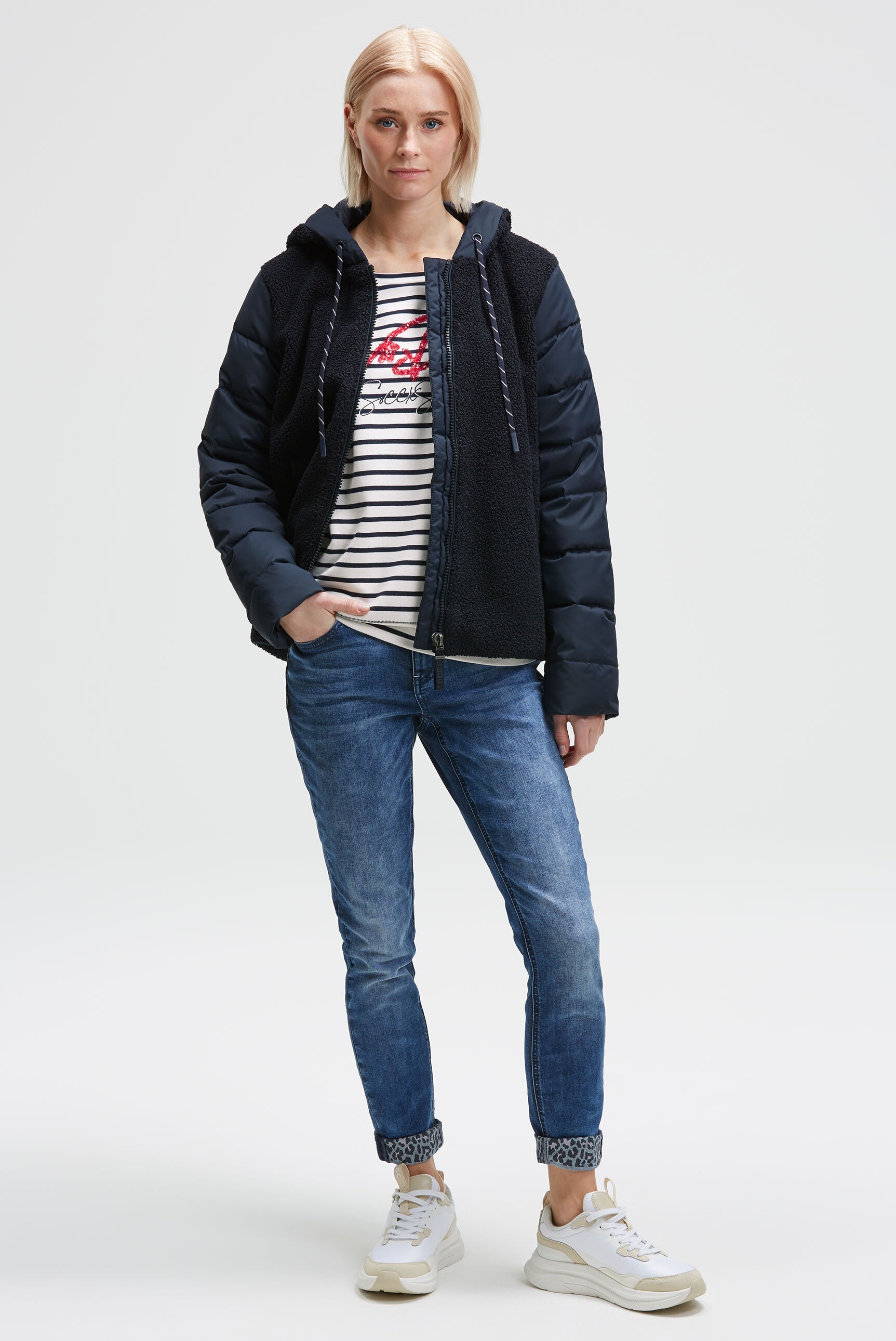 Thumbnail - SOCCX Fleecejacke mit Kapuze mit Windbreaker-Bündchen