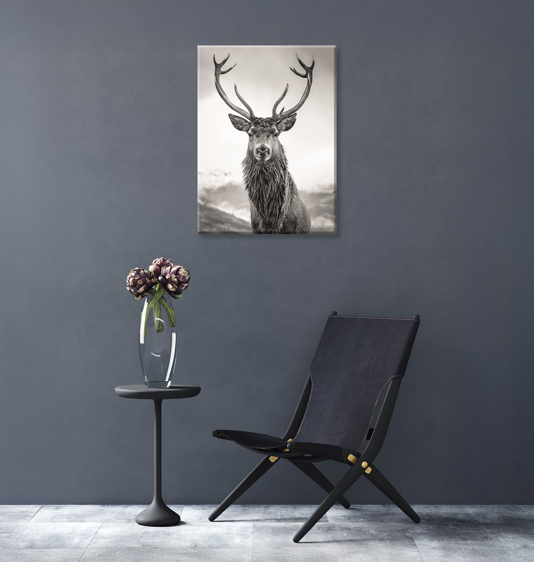 Bönninghoff Leinwandbild »Wandbild HIRSCH 46x61 cm – Leinwandbild Keilrahmen Deko modern« Hirsch 1 Stk. tlg. auf Keilrahmen gespannt