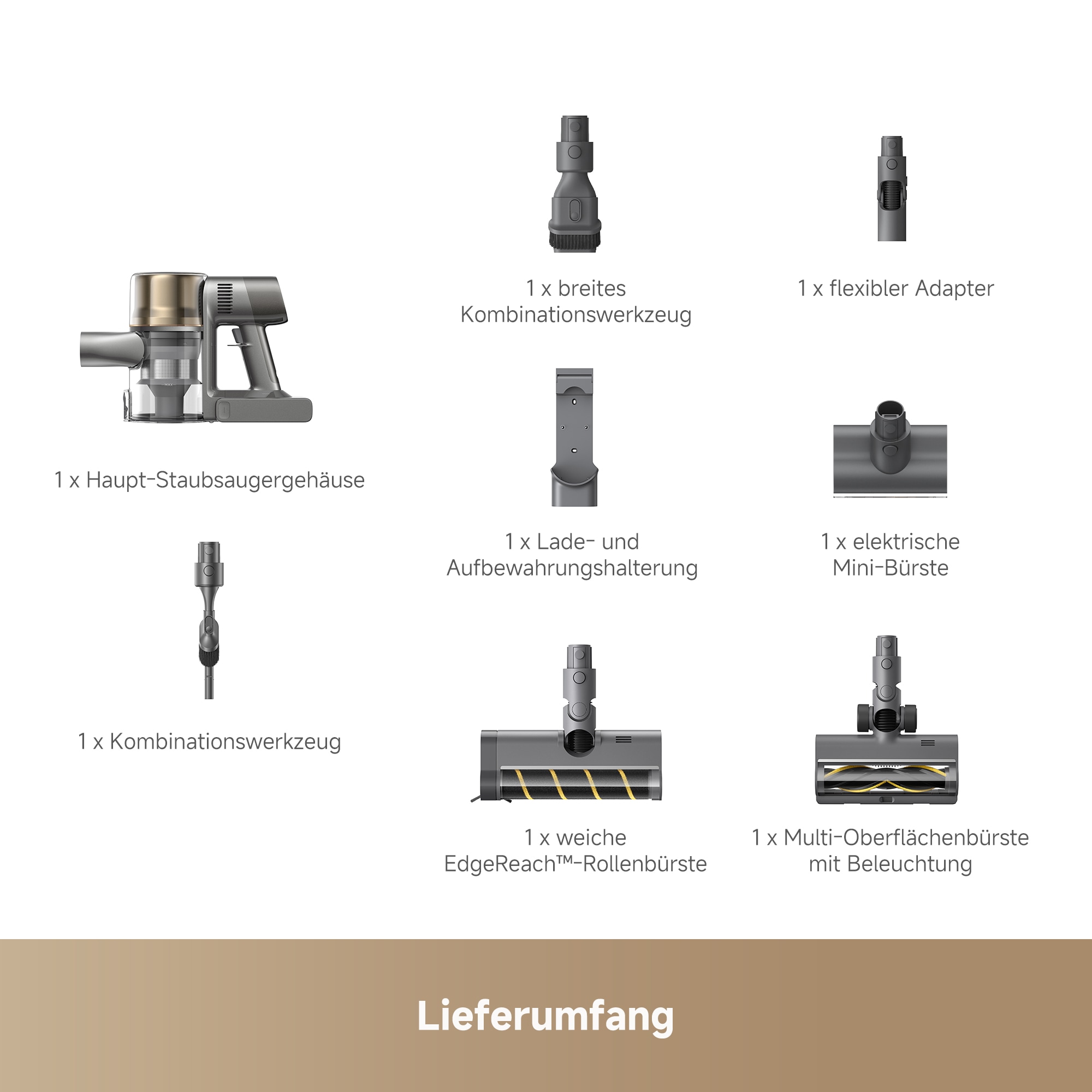 Dreame Akku-Stielstaubsauger »R30« 190 AW, beleuchtete Bürsten, HEPA-Filter