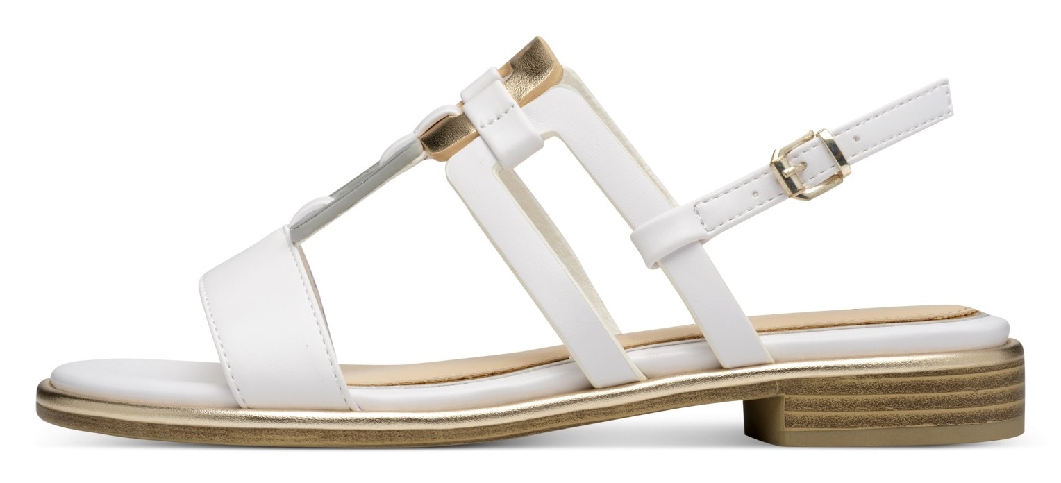 MARCO TOZZI Sandalette, Blockabsatz, Sommerschuh, Riemchensandale im Metallic-Look
