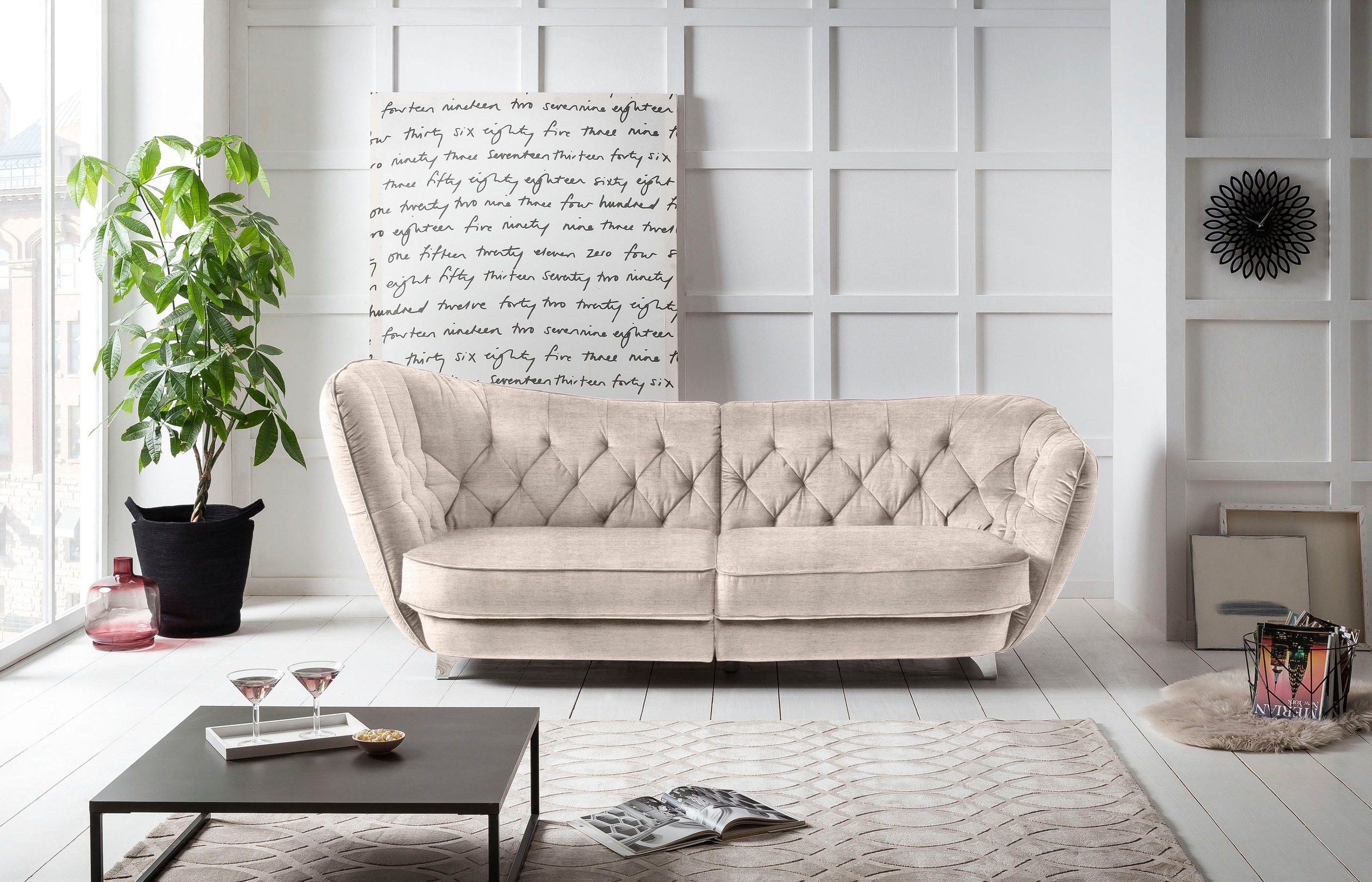 Leonique Big-Sofa »Retro«, stylischer Hochlehner