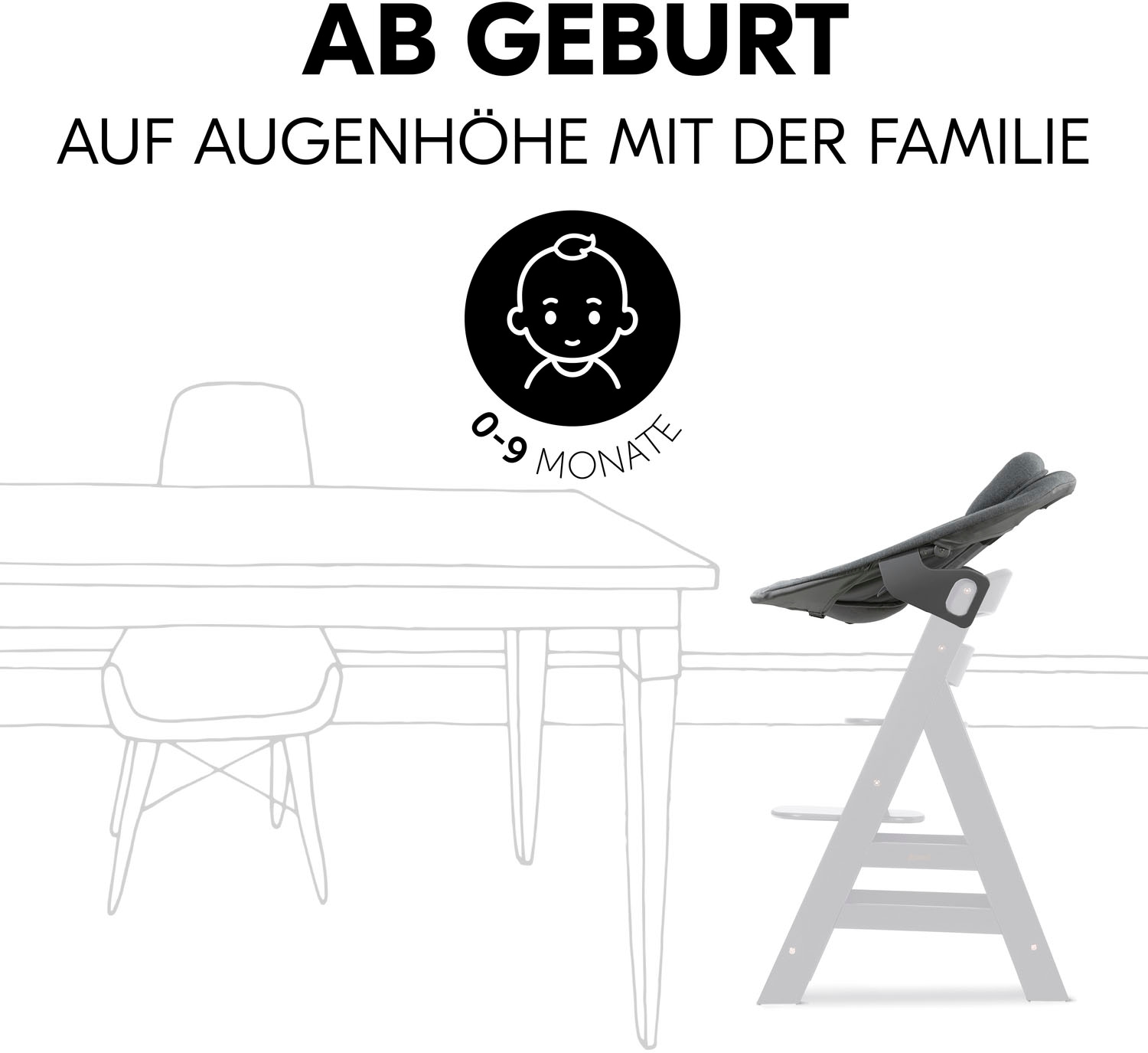 Hauck Babywippe »Alpha Bouncer Premium, Dark Grey«, bis 9 kg, für Neugeborene mit Wippgestell, für Hochstuhl Alpha+ und Beta+