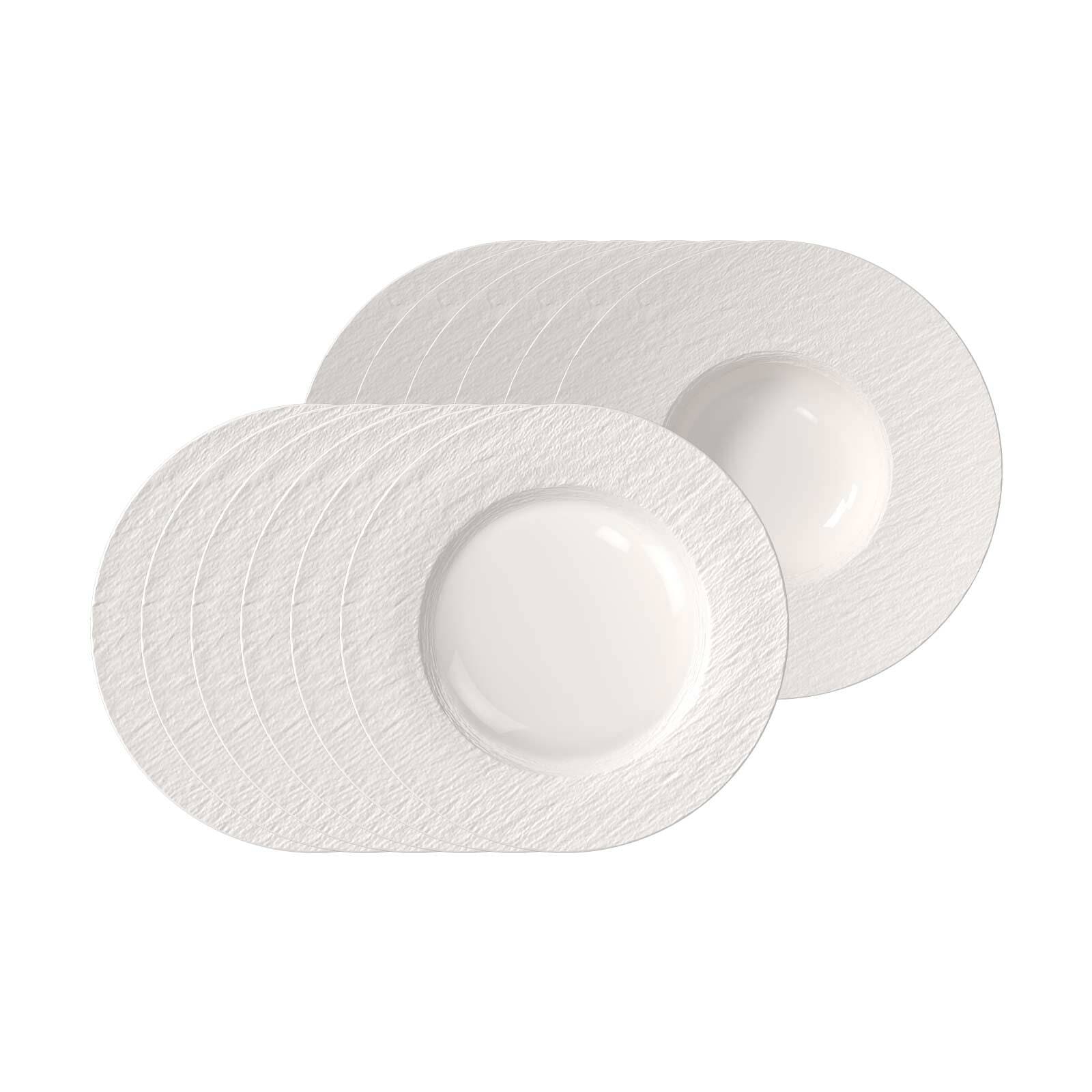 Villeroy & Boch Geschirr-Set "Teller-Set Manufacture Ice 12er Set weiß" Spülmaschinenfest, Mikrowellensicher