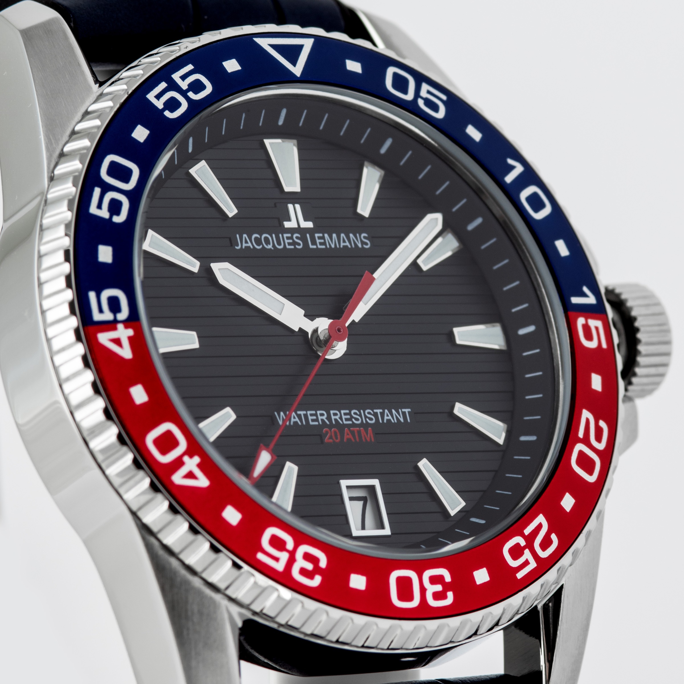 Jacques Lemans Quarzuhr »Liverpool Diver« Armbanduhr, Herrenuhr, Lederarmband, analog, Tag
