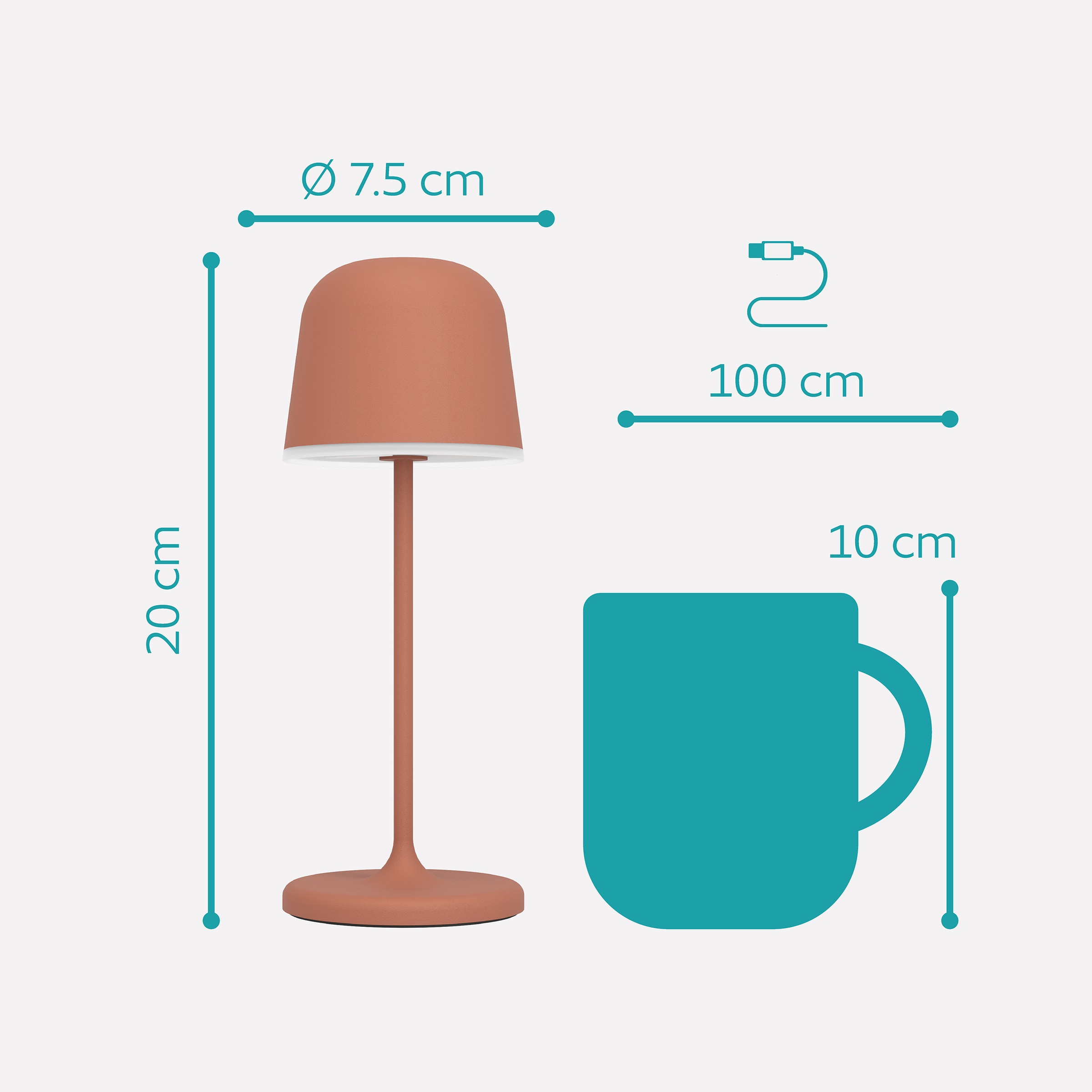 EGLO Tischleuchte »MANNERA-S Tischlampe - Alu, Stahl - LED - 1,8W - IP54« LED-Modul 1 Stk. Neutralweiß | Warmweiß Akku Außentischleuchte, Gartenlampe m. Erdspieß, H20 x Ø7,5 cm