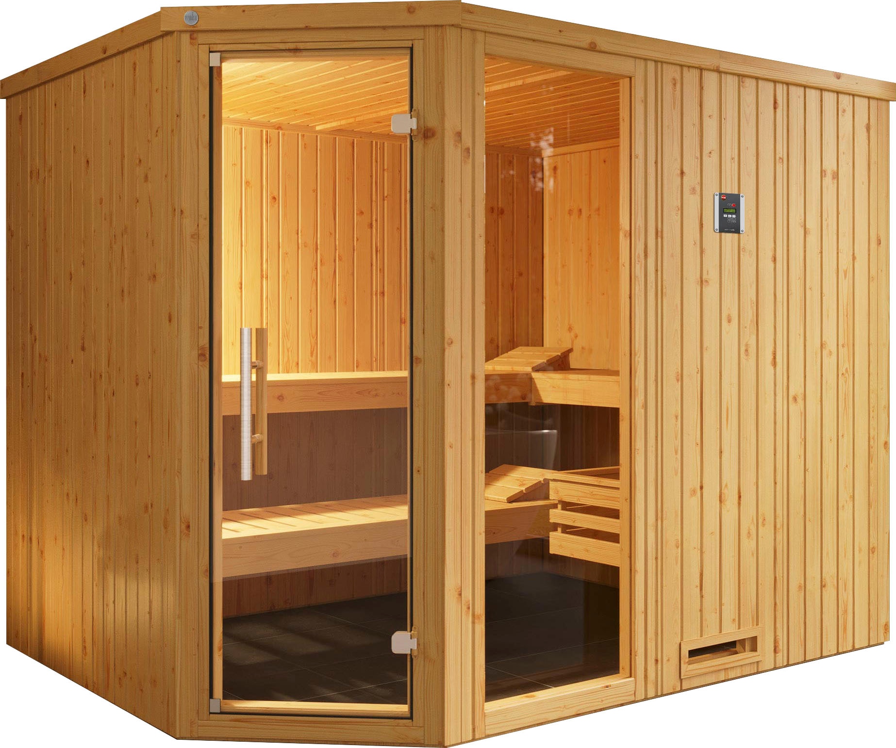 weka Sauna "Varberg" Set, 7,5 kW Bio-Ofen mit digitaler Steuerung