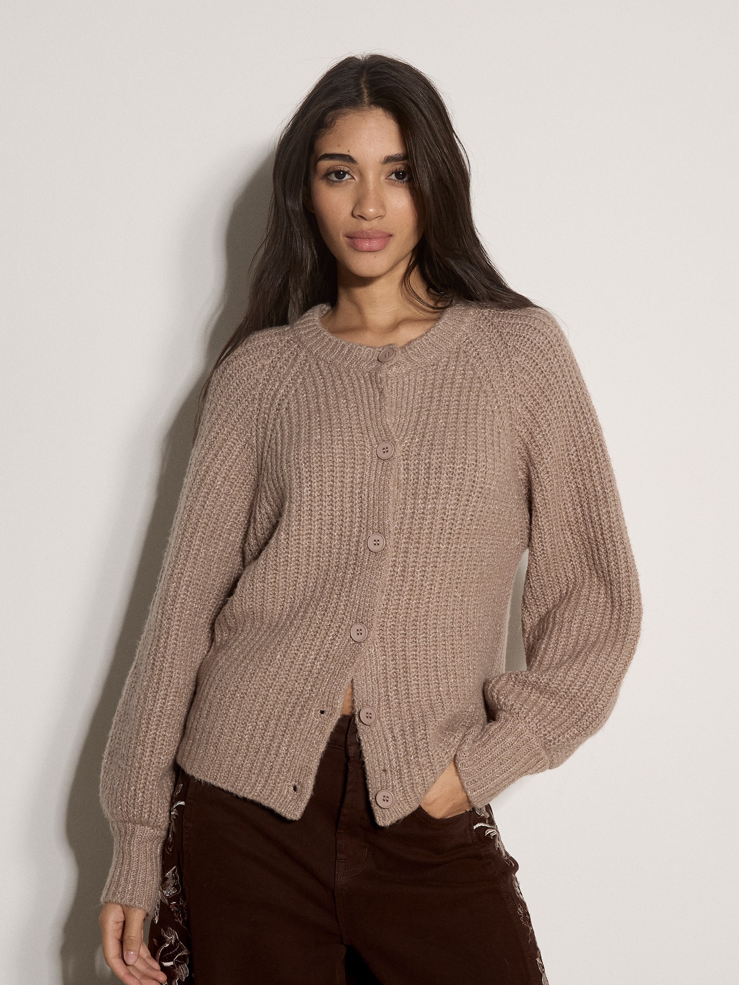 Apricot Cardigan "Ripp-Cardigan" mit Ballonärmeln