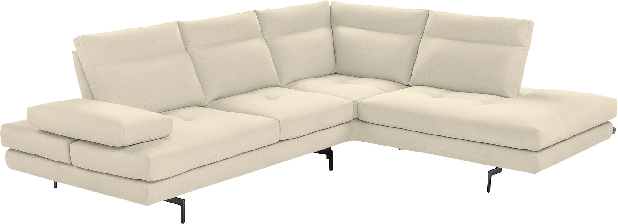 CALIA ITALIA Ecksofa "Toby Wing, B/T: 288/232 cm, Designsofa mit sensationellem Sitzkomfort" L-Form, Sitztiefenverstellung, funktionale Ecke, Füße in schwarz matt