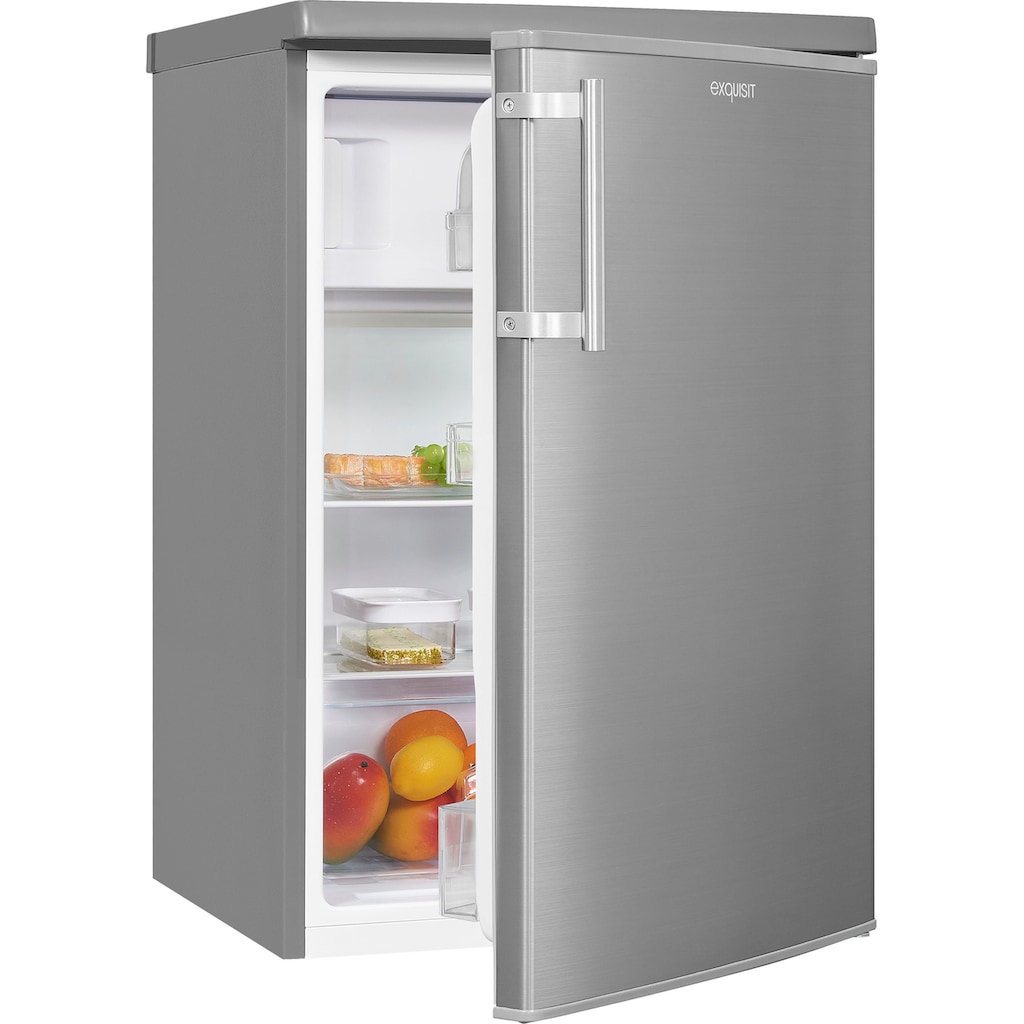 exquisit Kühlschrank »KS16-4-HE-040D«, KS16-4-HE-040D inoxlook, 85 cm hoch, 55 cm breit