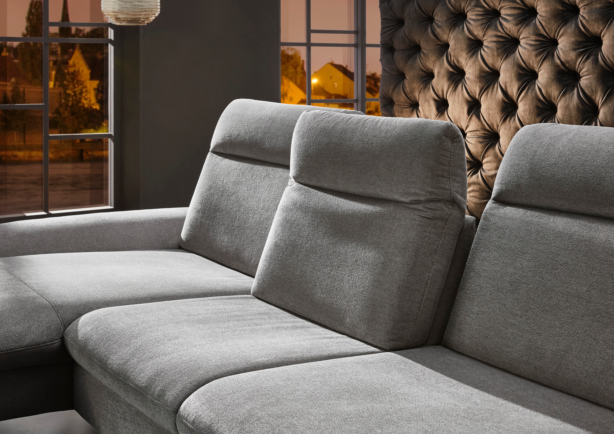 HUKLA Ecksofa »HU-HP22156 L-Form«, inkl. Kopfpolsterverstellung, optional mit Sitztiefenverstellung