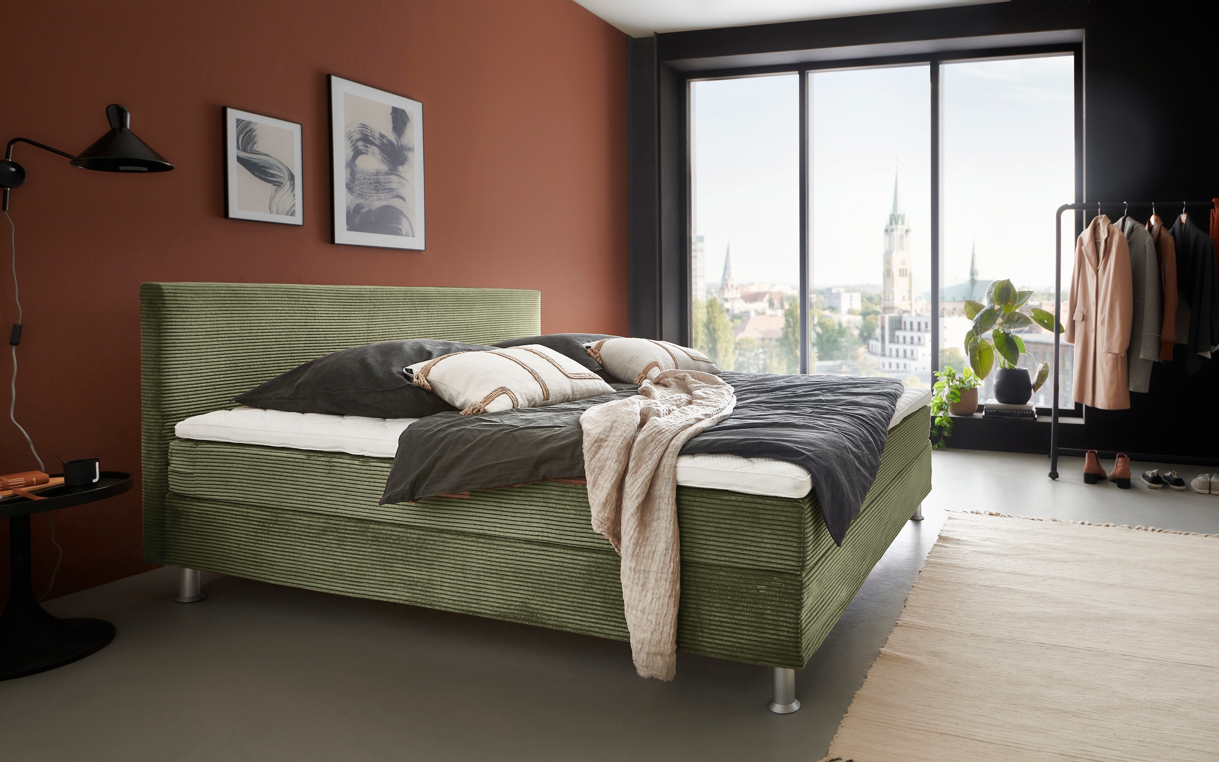 ATLANTIC home collection Boxbett "Edison", inkl. Bonnellfederkern-Matratze und Topper