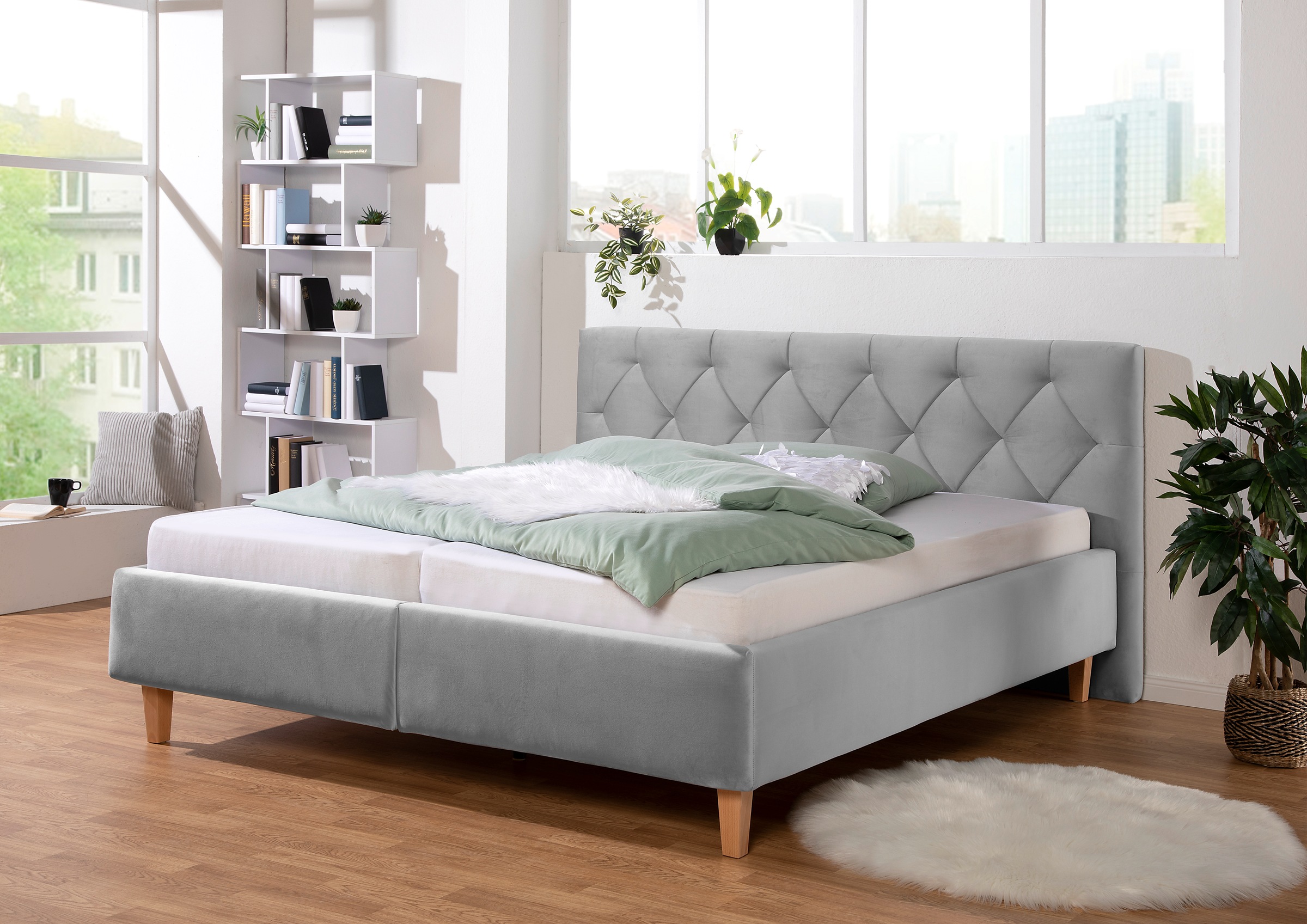 Home affaire Polsterbett "Sunley 100", Kreuzsteppung, Kopfteilhöhe 102 cm, günstig online kaufen