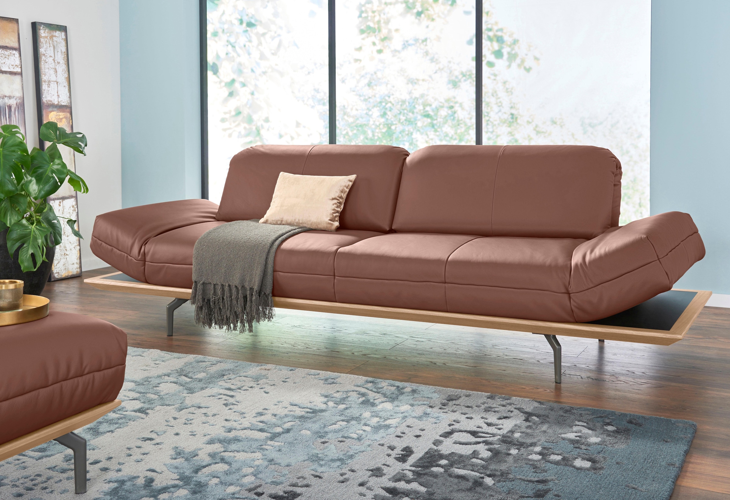 Creation BY ROLF BENZ 3-Sitzer "CR.420, Designsofa, Loungesofa" in 2 Qualitäten, Holzrahmen in Eiche Natur oder Nußbaum, Breite 232 cm