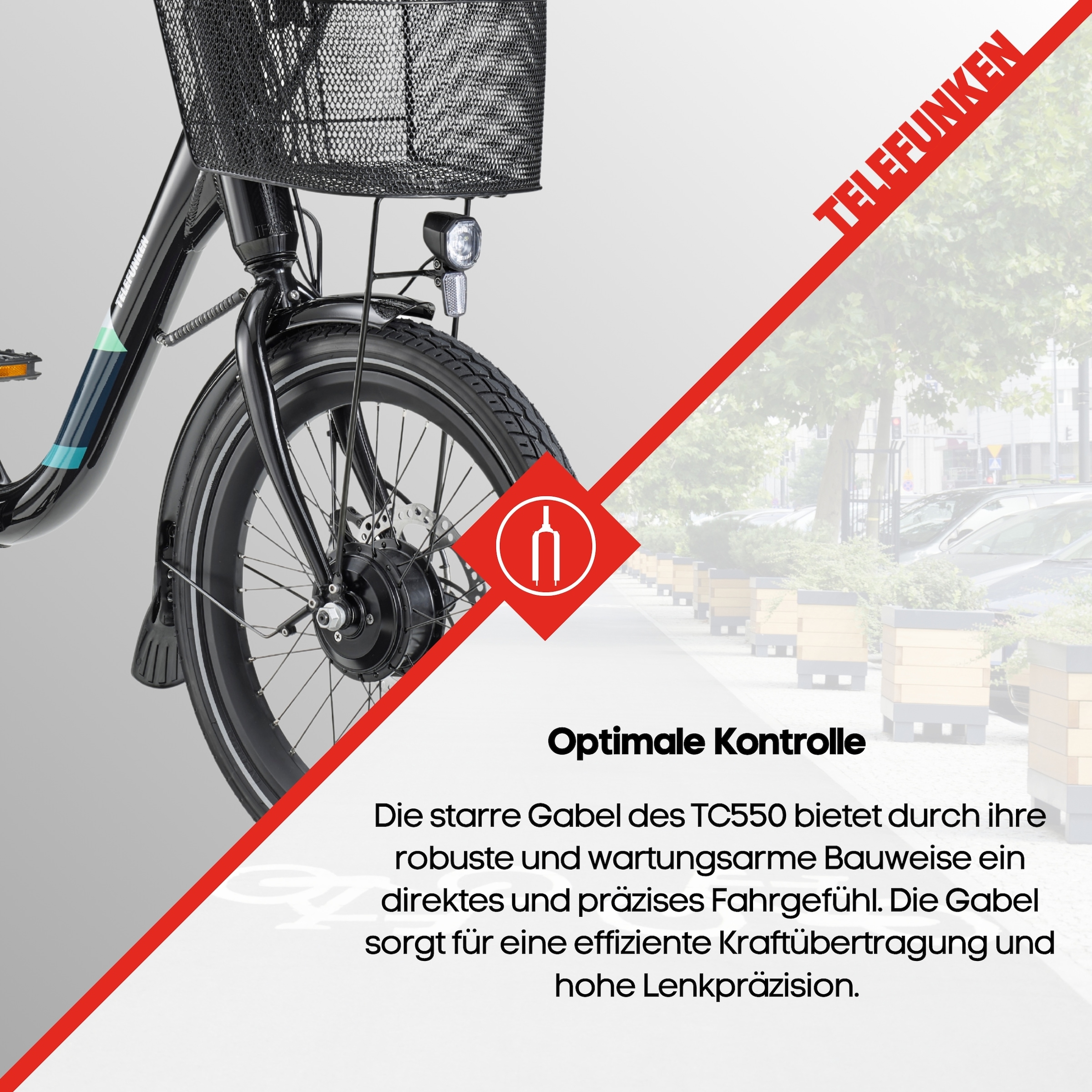 Telefunken »TC550« 3 Gang Shimano Nexus Schaltwerk Nabenschaltung Frontmotor 250 W tiefer Einstieg, Pedelec, inkl. Einkaufskorb