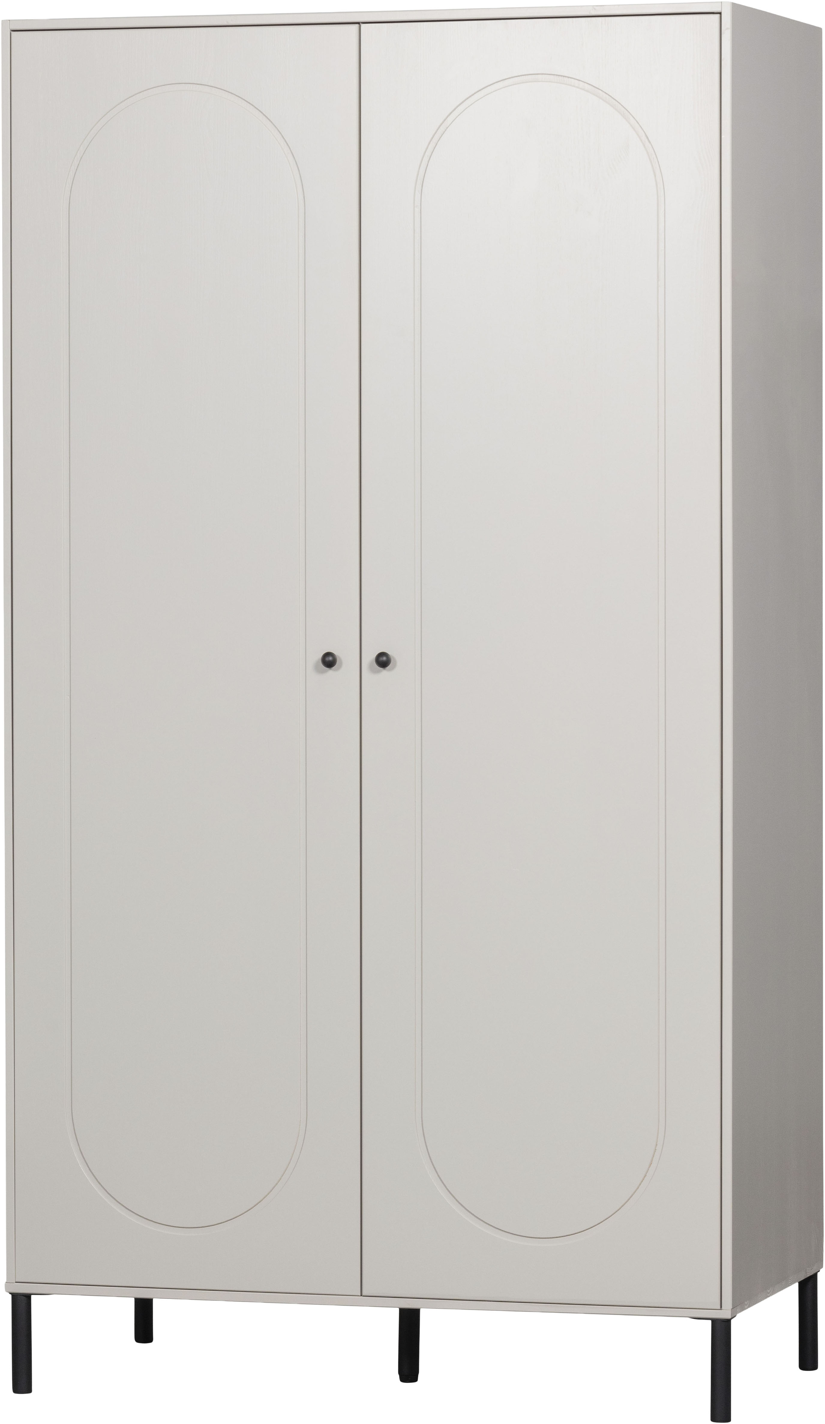 WOOOD Garderobenschrank "Xina mit geschliffener Oberfläche und HDF-Rückwand (2-türig)" FSC Massivkiefer, 15 cm Standfuß, Hänge- und Legbereich