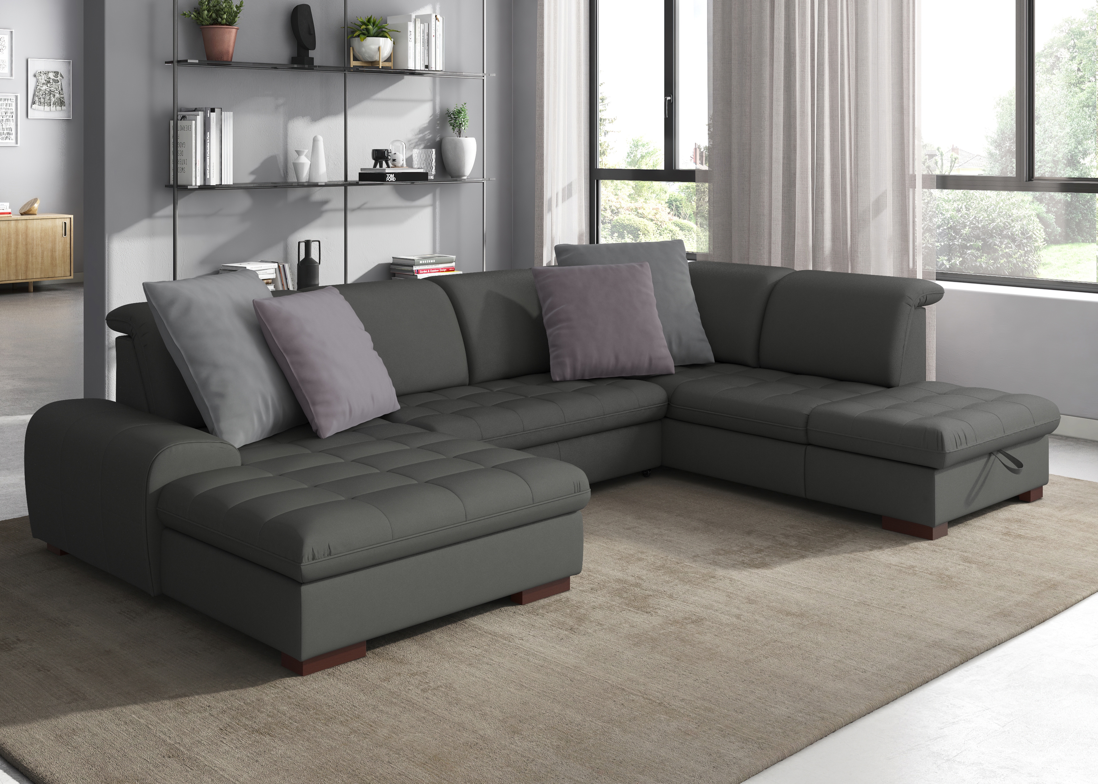 sit&more Wohnlandschaft "Luxor U-Form" wahlweise mit Schlaffunktion, Bettkasten und Kopfteilverstellung