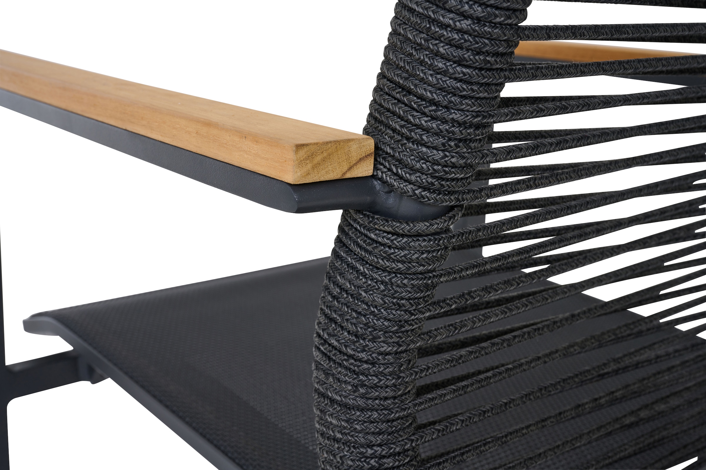 Siena Garden Gartensessel »BOLOGNA Stapelsessel« Aluminiumgestell, Rope Geflecht, Armlehnen aus Teak FSC 100%