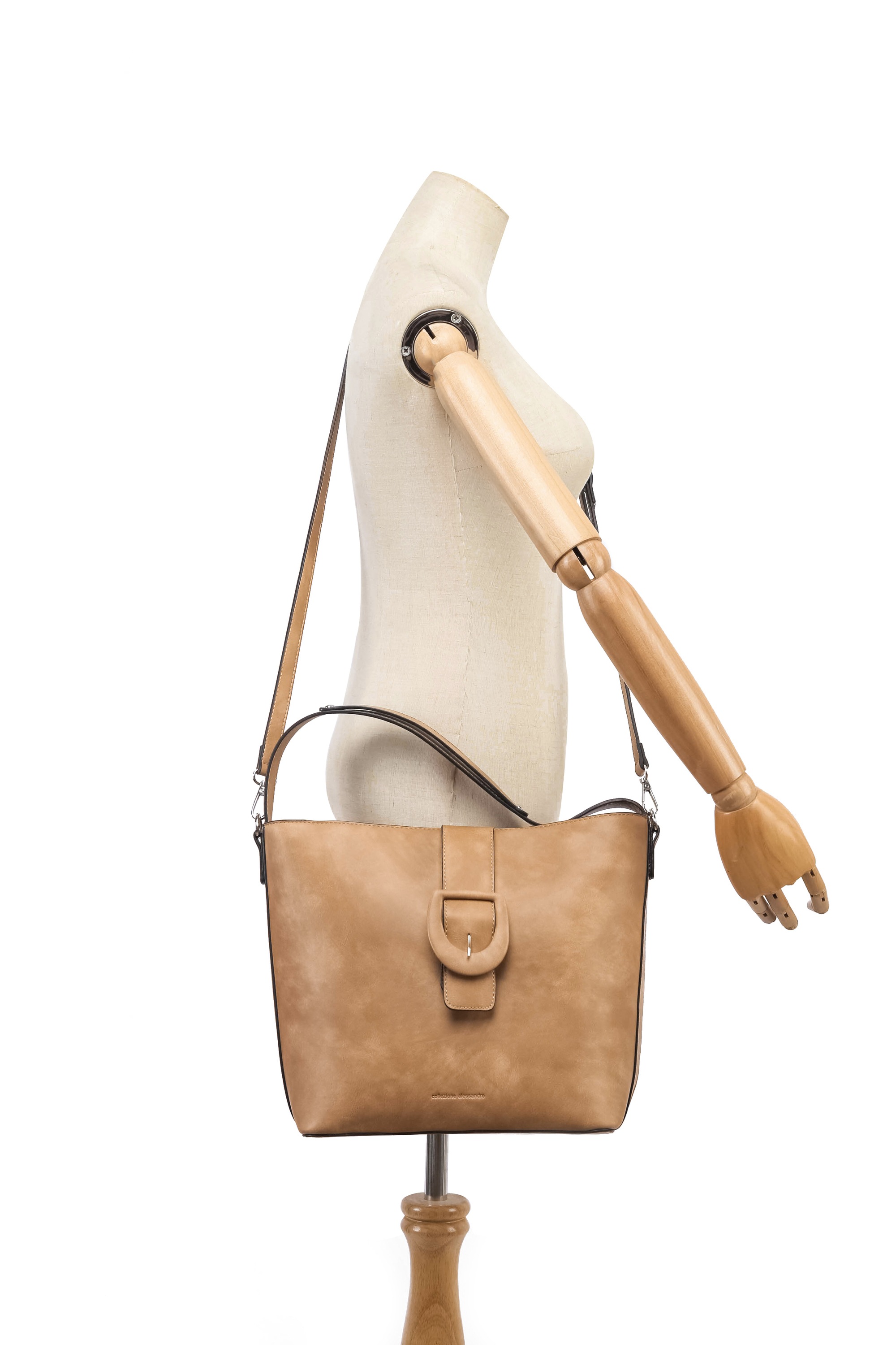 Schultertasche "Raffi", Damen, Gr. B/H/T: 35cm x 27cm x 13cm onesize, braun, Lederimitat, COLLEZIONE ALESSANDRO, Taschen Schultertasche, aus griffechtem Lederimitat 3