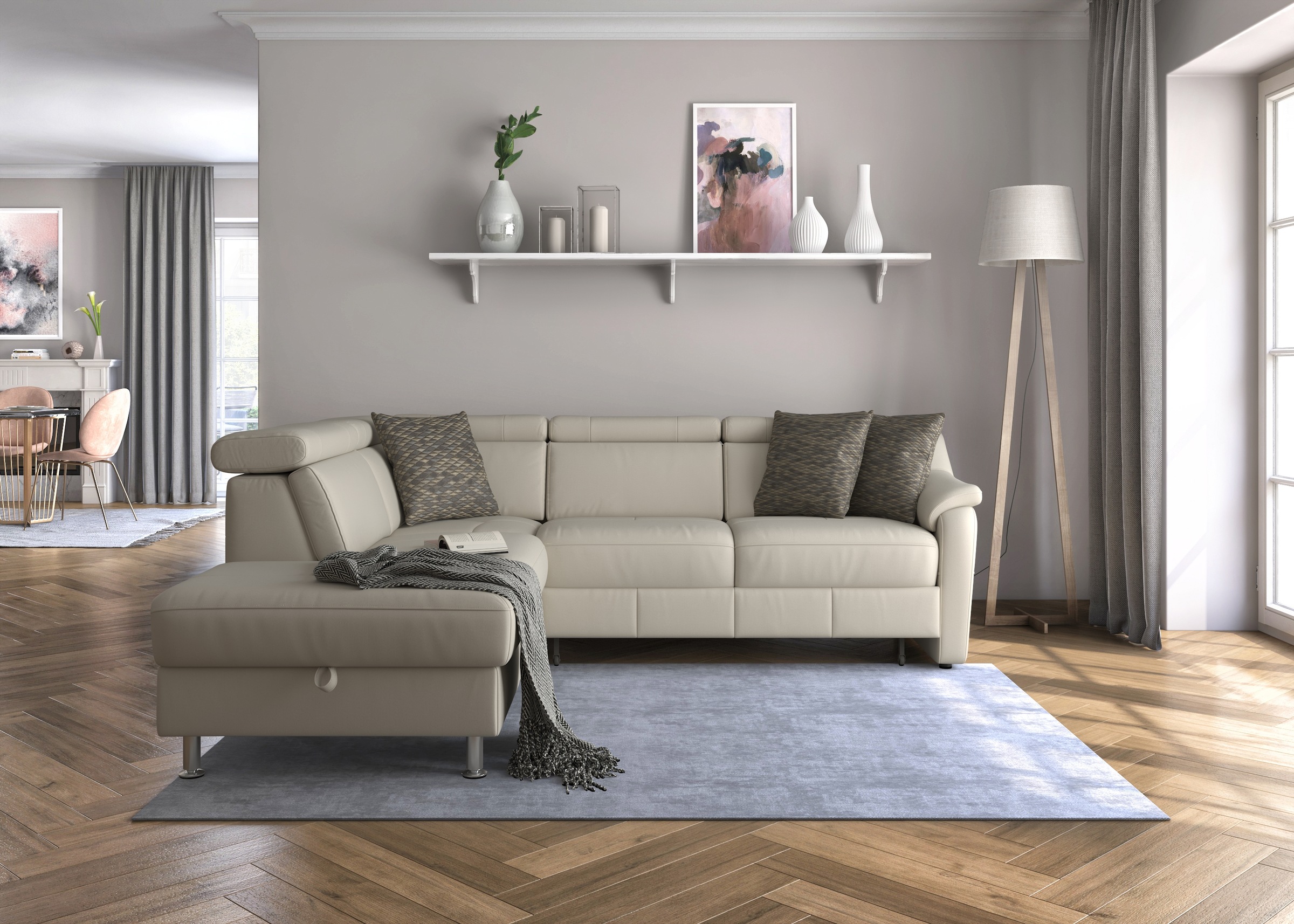 Thumbnail - sit&more Ecksofa "Freetown L-Form" inklusive Kopfteilverstellung und komfortablem Federkern