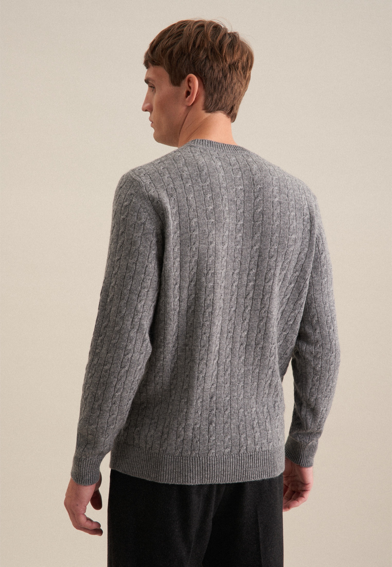 seidensticker Strickpullover »Regular«, Langarm Rundhals Zopfmuster