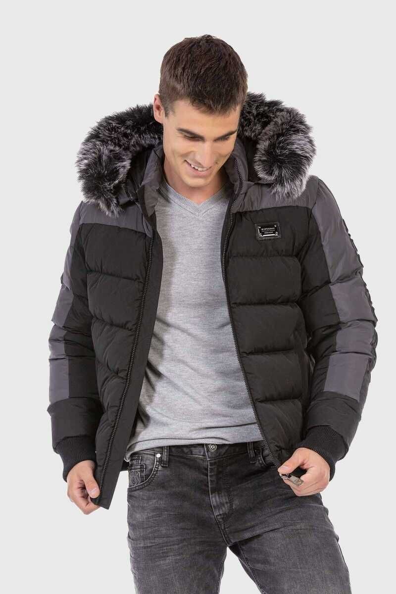 Cipo & Baxx Winterjacke »Winterjacke«, mit Kapuze, mit abnehmbaren Kunstfellkragen