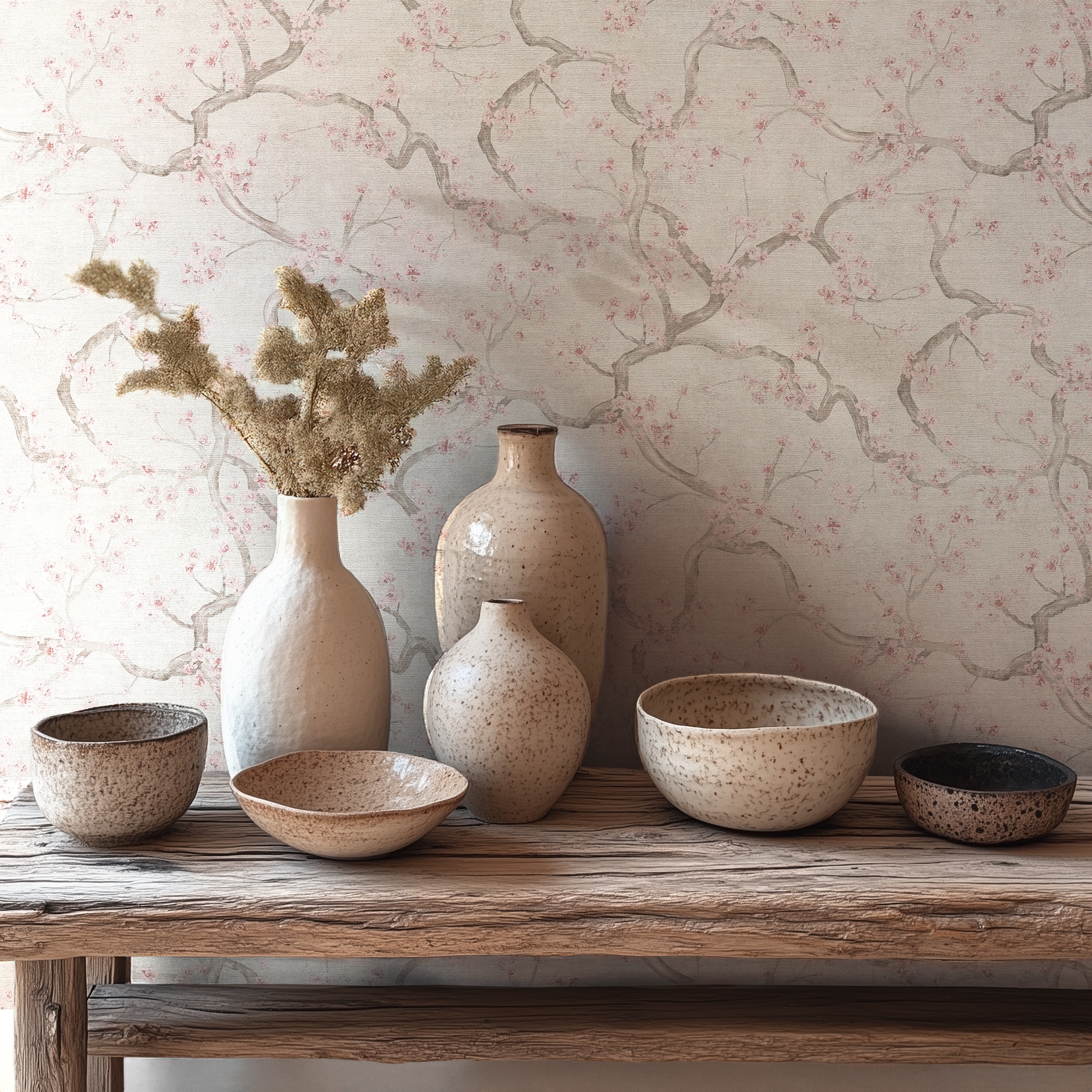 living walls Vliestapete »Blütenzweigtapete bunt Kirschblütenmotiv Asiatisch« floral strukturiert