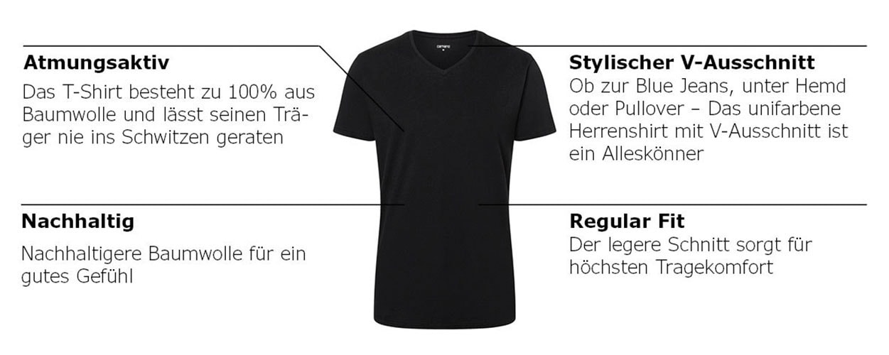 Camano T-Shirt »comfort«, (2er Pack), mit V-Ausschnitt