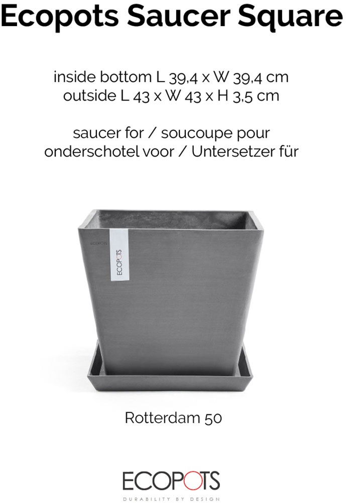 ECOPOTS Blumentopfuntersetzer »SQUARE SAUCER Grey« BxTxH: 43x43x3,5 cm