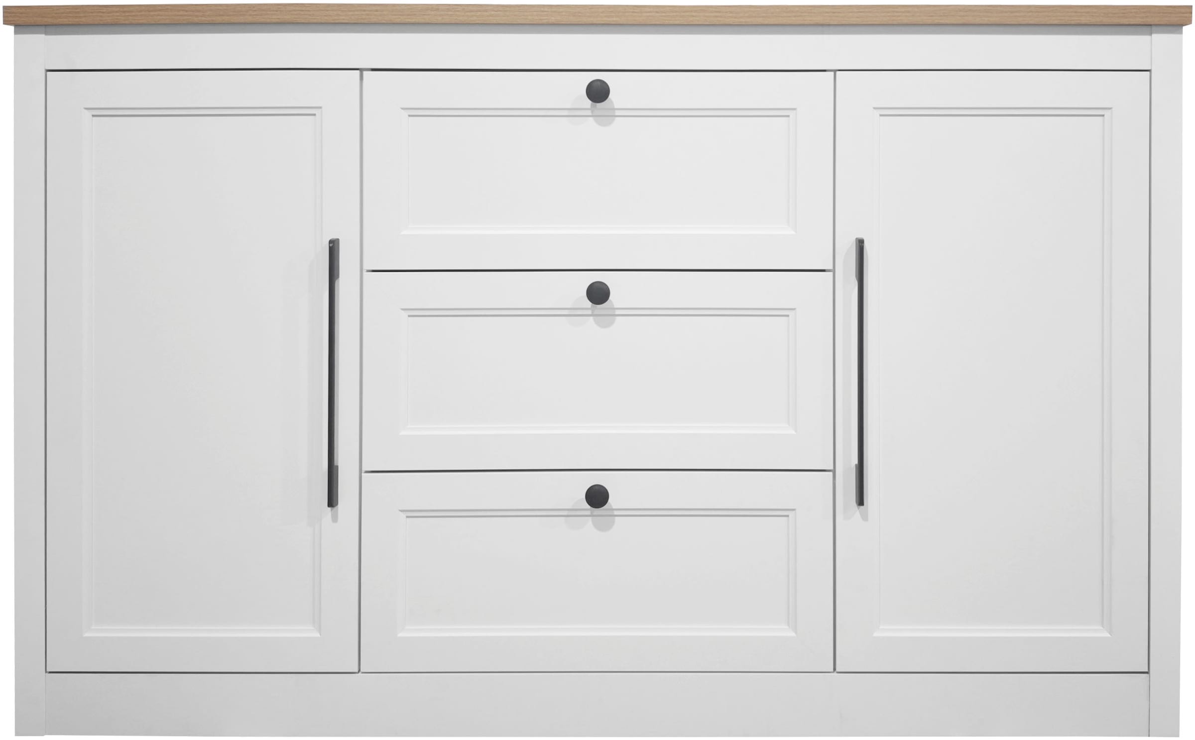 OTTO home Sideboard »Ismund«, aus MDF, mit Holz-Zierleiste, schwarzen Metallgriffen, Höhe 93 cm