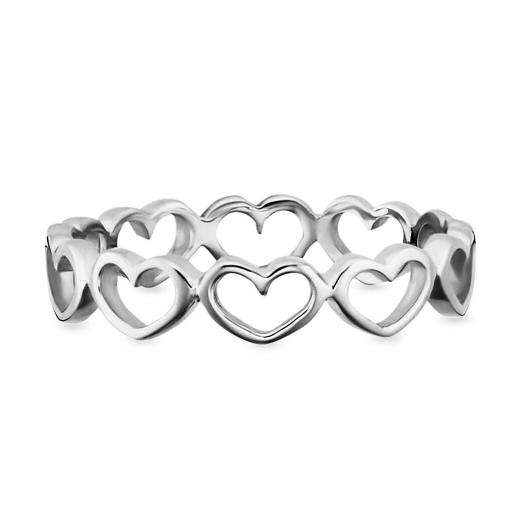 CAÏ Fingerring »925/- Sterling Silber rhodiniert Herzen«