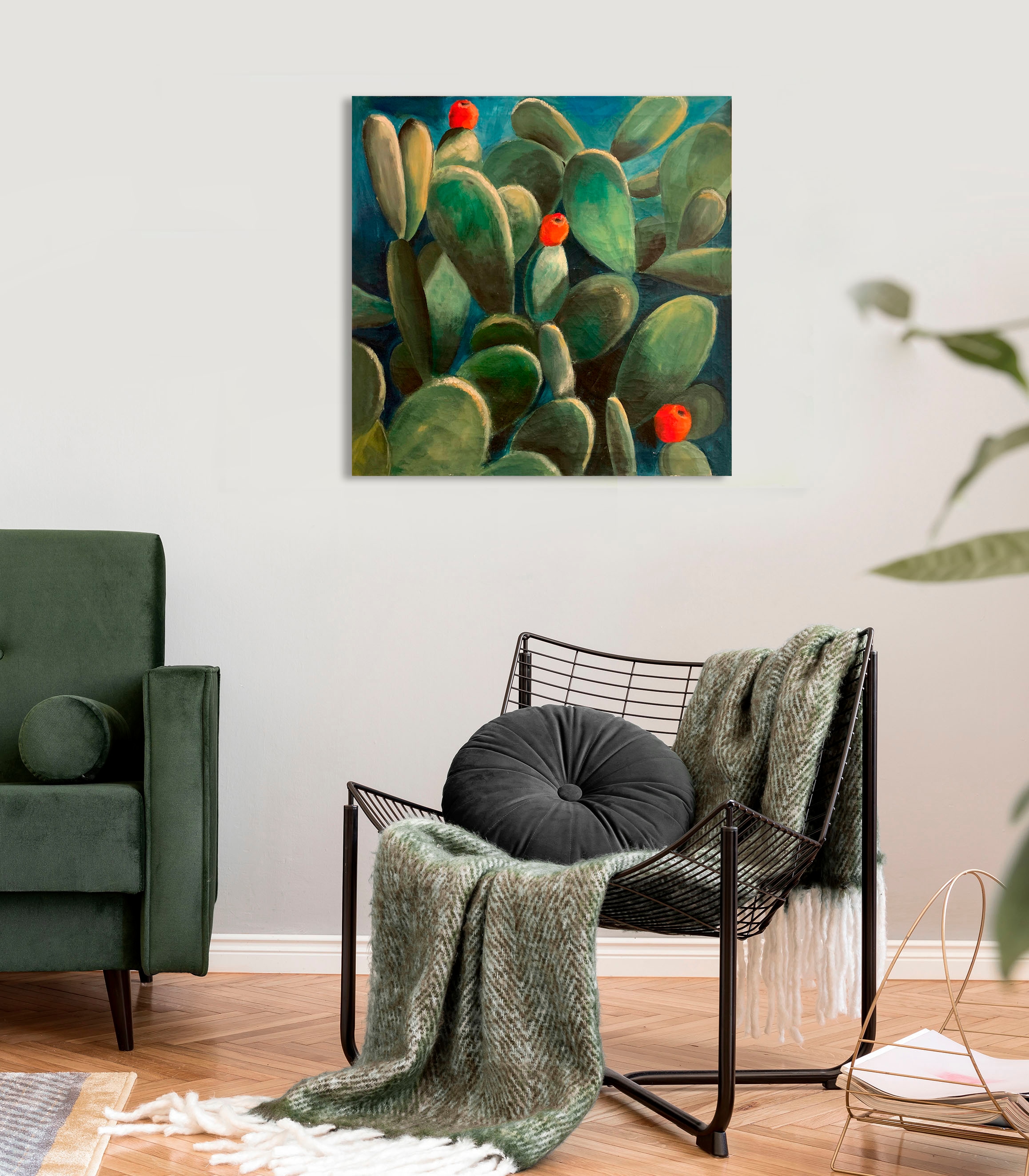 queence Leinwandbild "Cactus de Felanitx", Pflanzen-Kunst-Pflanzenbilder-Bl günstig online kaufen