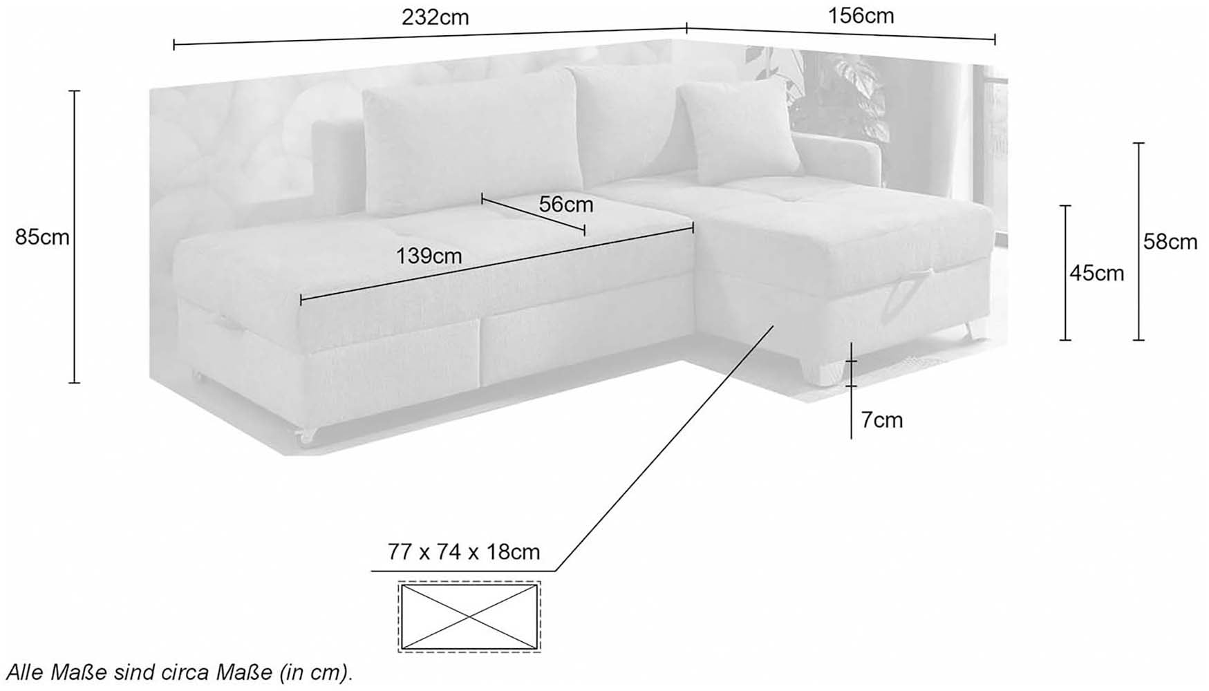Jockenhöfer Gruppe Ecksofa »Lemberg, Dreh-Schwenk-Ottomane«, inklusive Relax- und Schlaffunktion, Ottomane links/ rechts montierbar