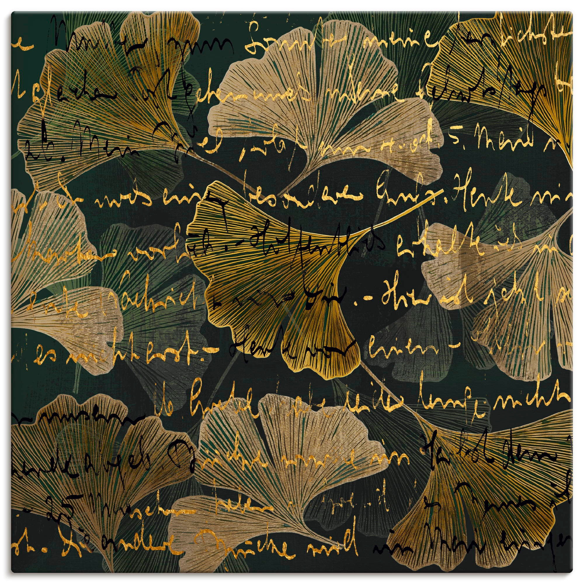 Wandbild ARTLAND "Ginko", farbe bild(er): gold, B:100cm H:100cm, Bilder, als Alubild, Leinwandbild, Poster, Wandaufkleber in verschied. Größen