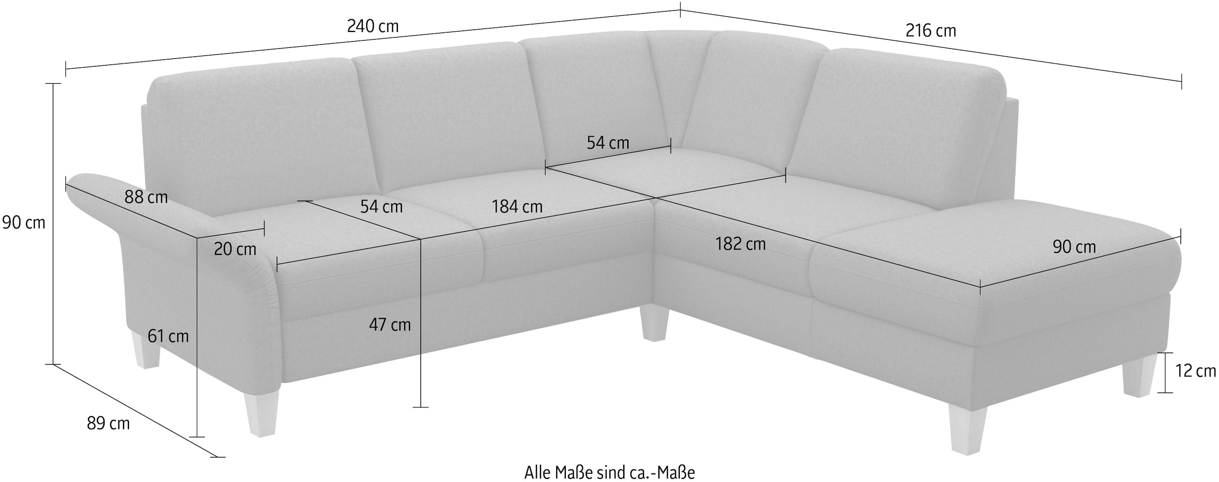 Home affaire Ecksofa »Rochelle«, wahlweise mit Armlverstellung, Klappbett mit Rollen & Bettkasten