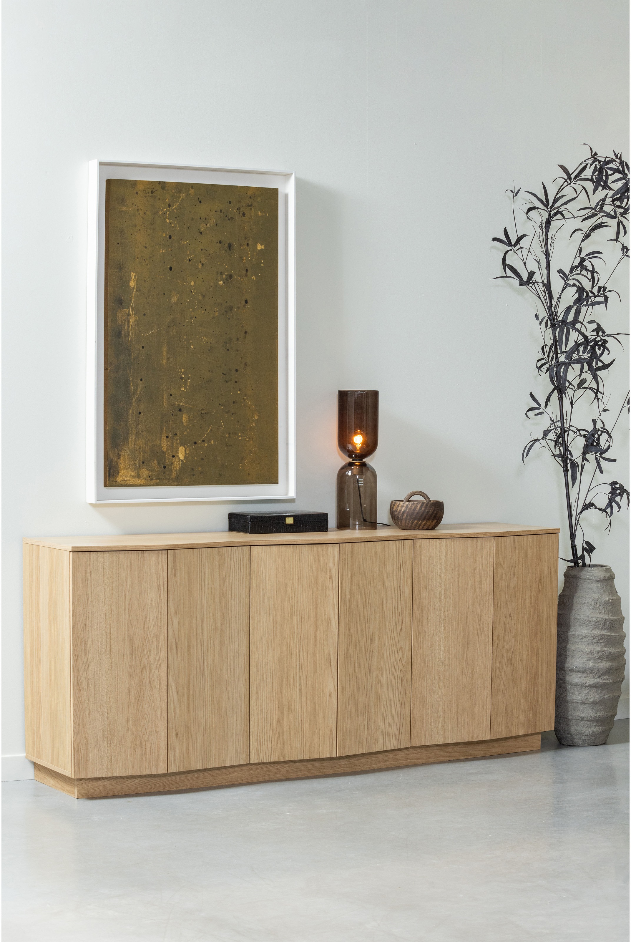 Kommode WOOOD, B:200cm H:85cm T:45cmbraun, FSC-zertifizierter Holzwerkstoff, Wohnzimmer, Sideboards, Sideboard aus Eichenfurnier mit zeitlosem Design
