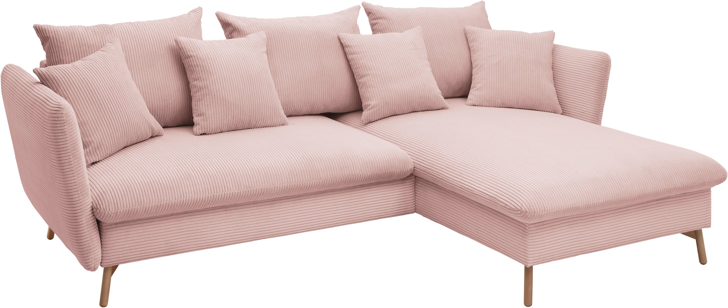 andas Ecksofa »MERLE, 258 cm, L-Form, traumhafter Cord,«, mit Bettfunktion und Bettkasten, Liegefläche 224 x 139
