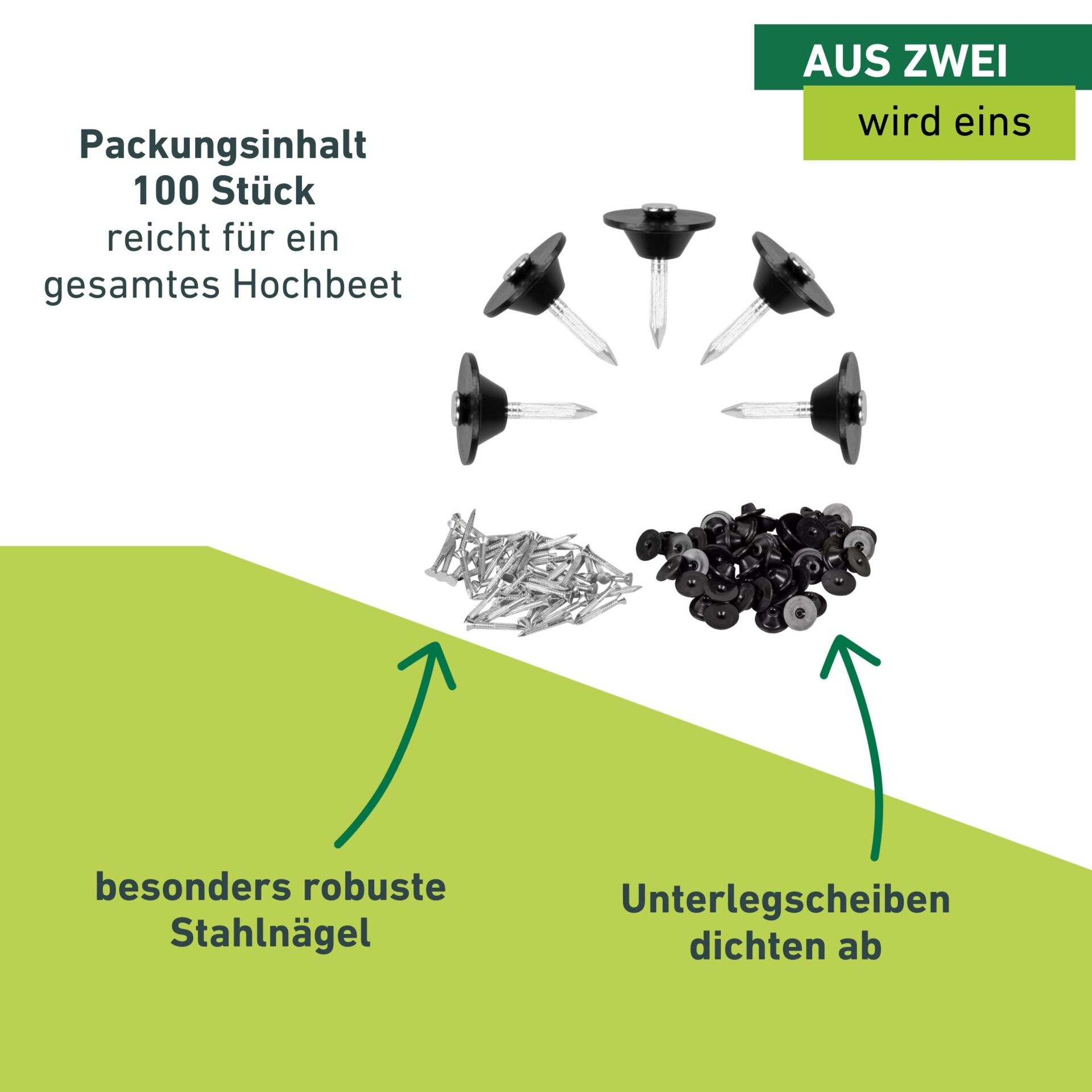 Windhager Hochbeet »Befestigungsnägel für Hochbeet Noppenfolie 100 Stk.« robuste Stahl Dichtnägel für Noppenbahn 3,5 x 30 mm