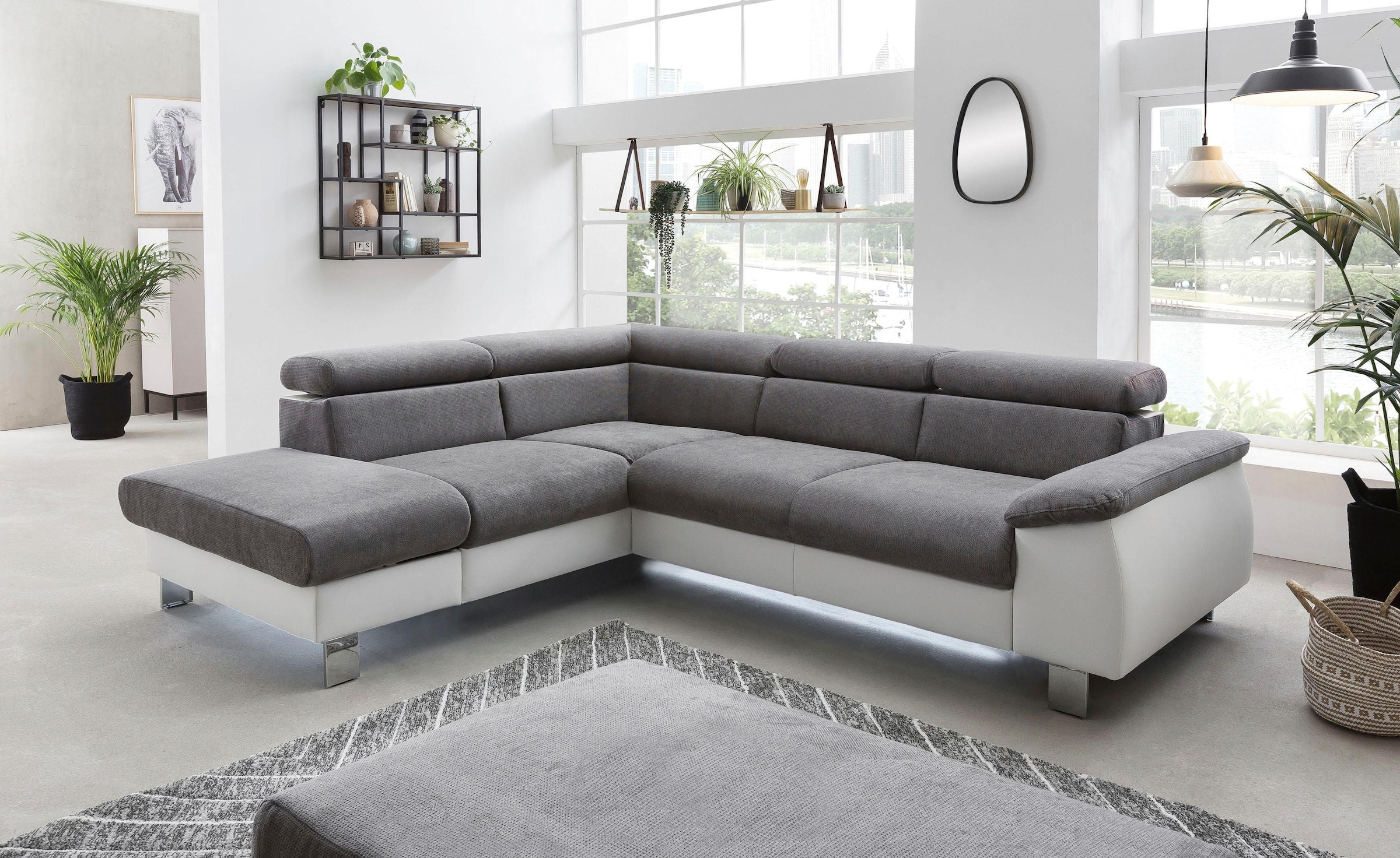COTTA Ecksofa "Komaris L-Form, B: 249 cm" mit Kopfteilverstellung, optional günstig online kaufen