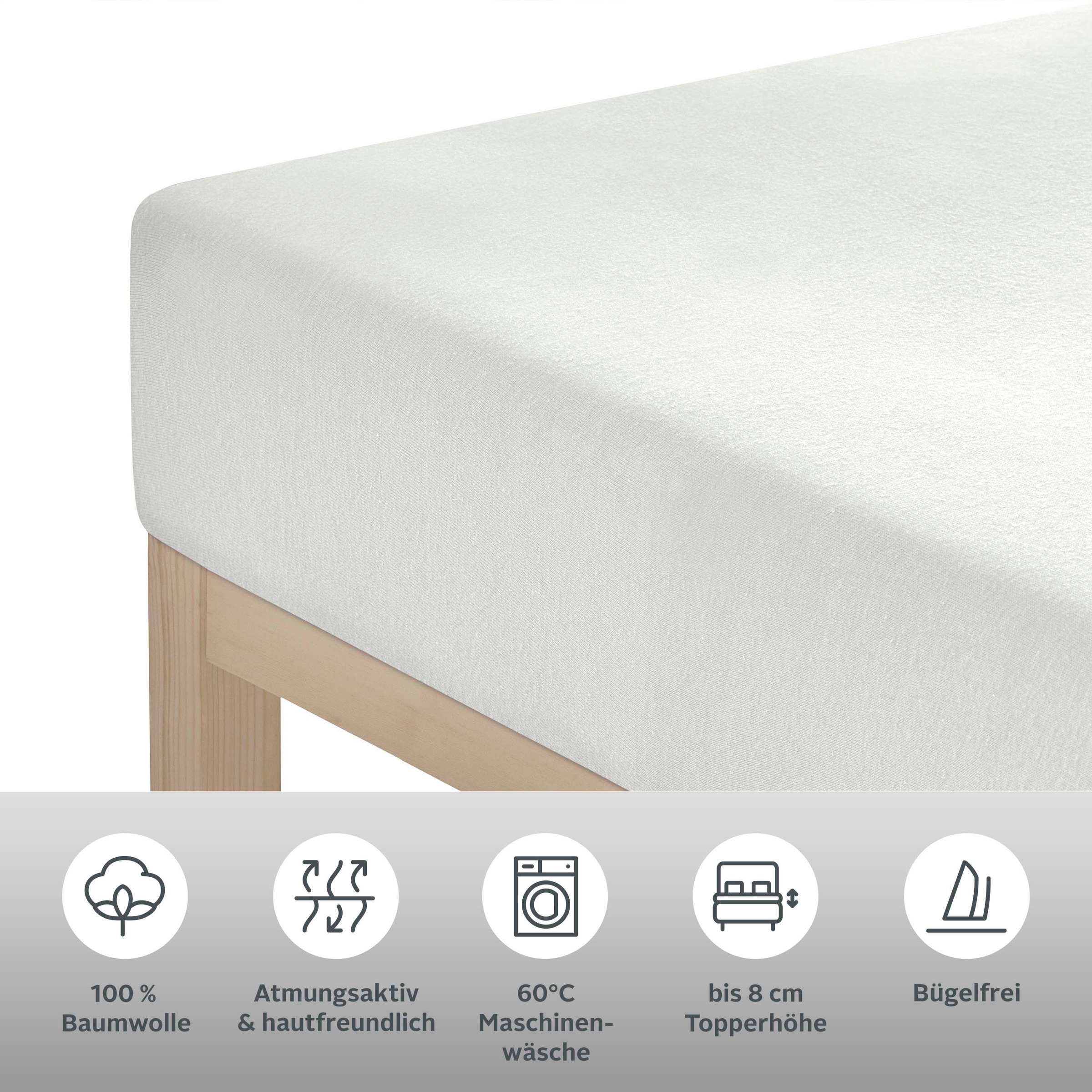 Thumbnail - OTTO home Spannbettlaken "Physalis Topper Basic, in Gr. 90x200, 140x200 oder 180x200 cm" Baumwolle, Matratzen bis 8 cm H...