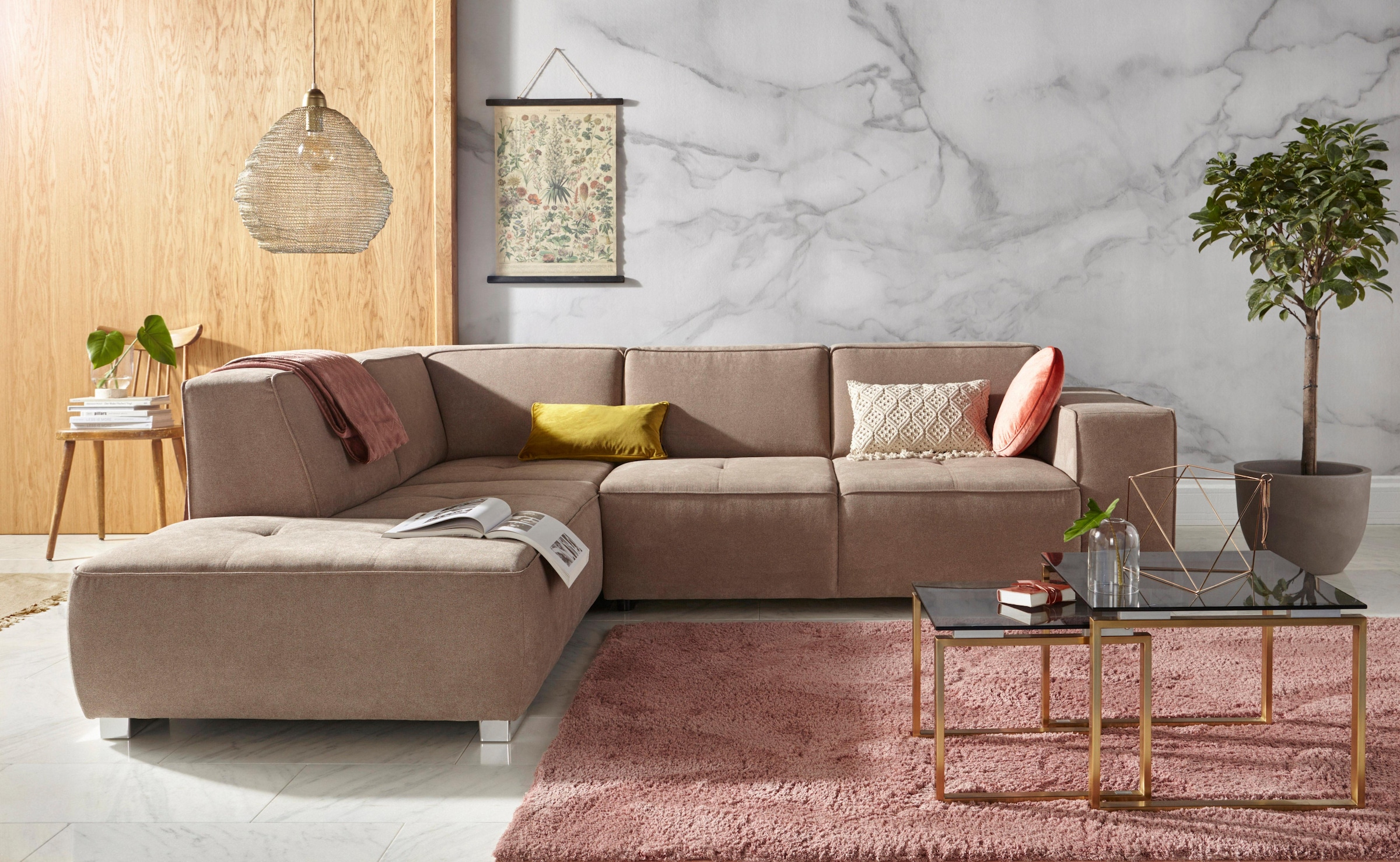 Home affaire Ecksofa "Sapporo L-Form" wahlweise Bettfunktion oder Sitztiefe günstig online kaufen