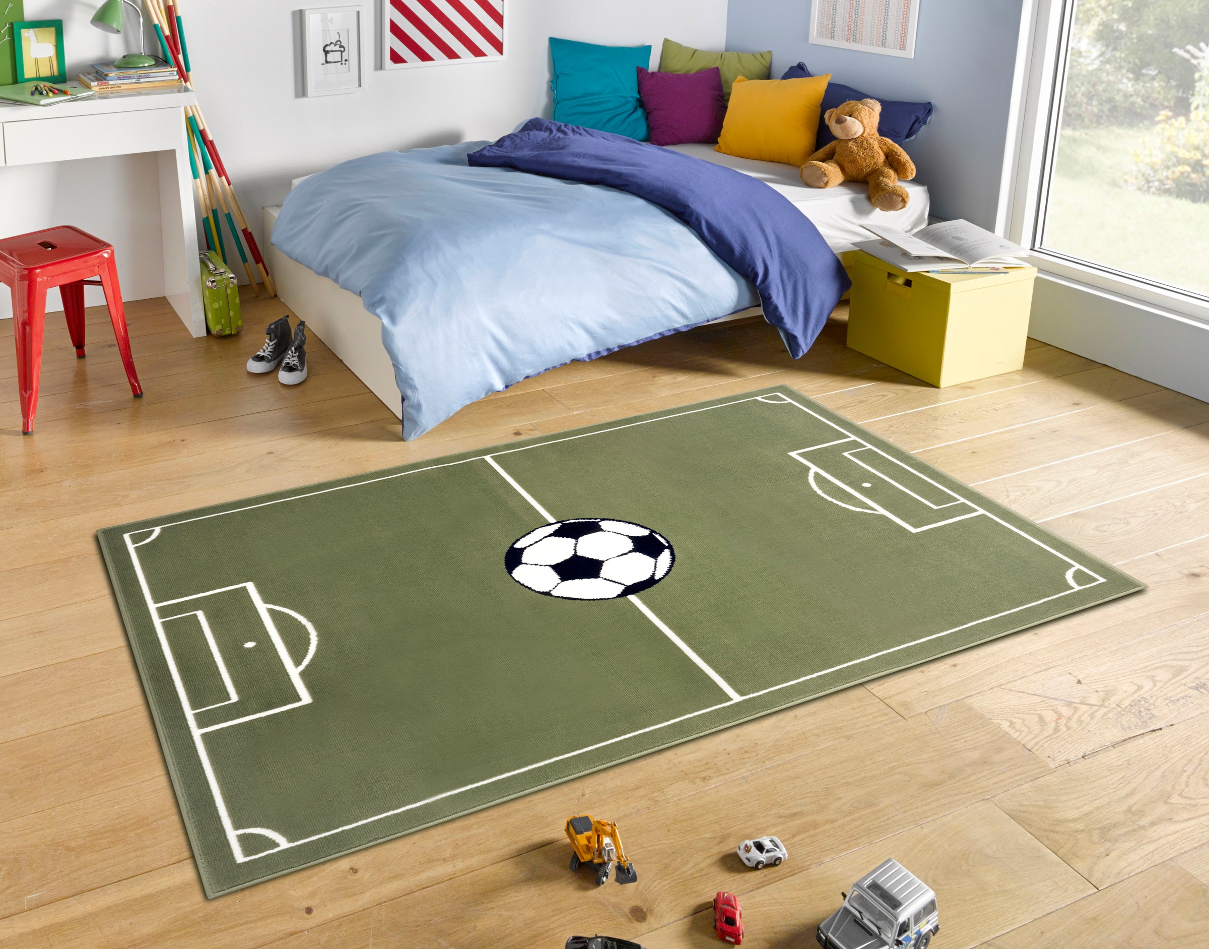 Teppich HANSE HOME "Estadio", grün, B:160cm H:8mm L:220cm, Polypropylen (PP), Teppiche, Teppich, Kinderteppich, Spielteppich, Spielunterlage, Fußball, Kinderzimmer