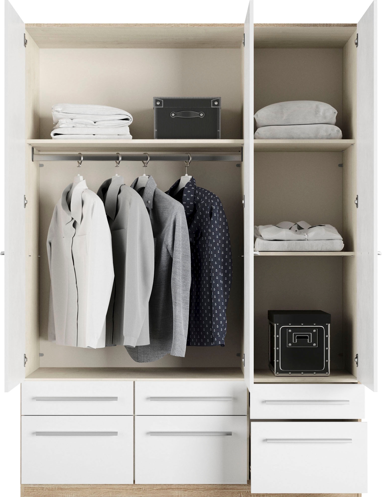 priess Kleiderschrank »Schrank Garderobe Wäscheschrank Barcelona« viel Stauraum, geräumige Schubkästen, mit Spiegel, MADE IN GERMANY