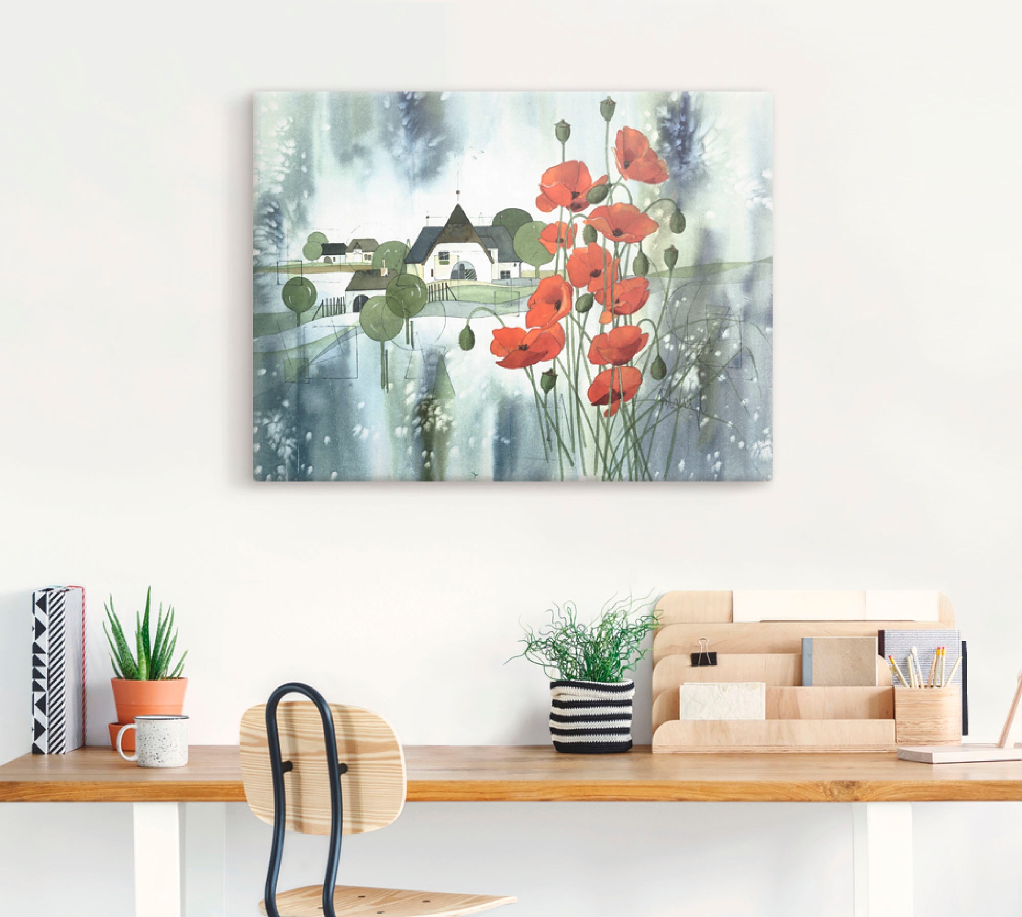 Artland Leinwandbild »Blühender Mohn«, Blumen, (1 St.), auf Keilrahmen gespannt