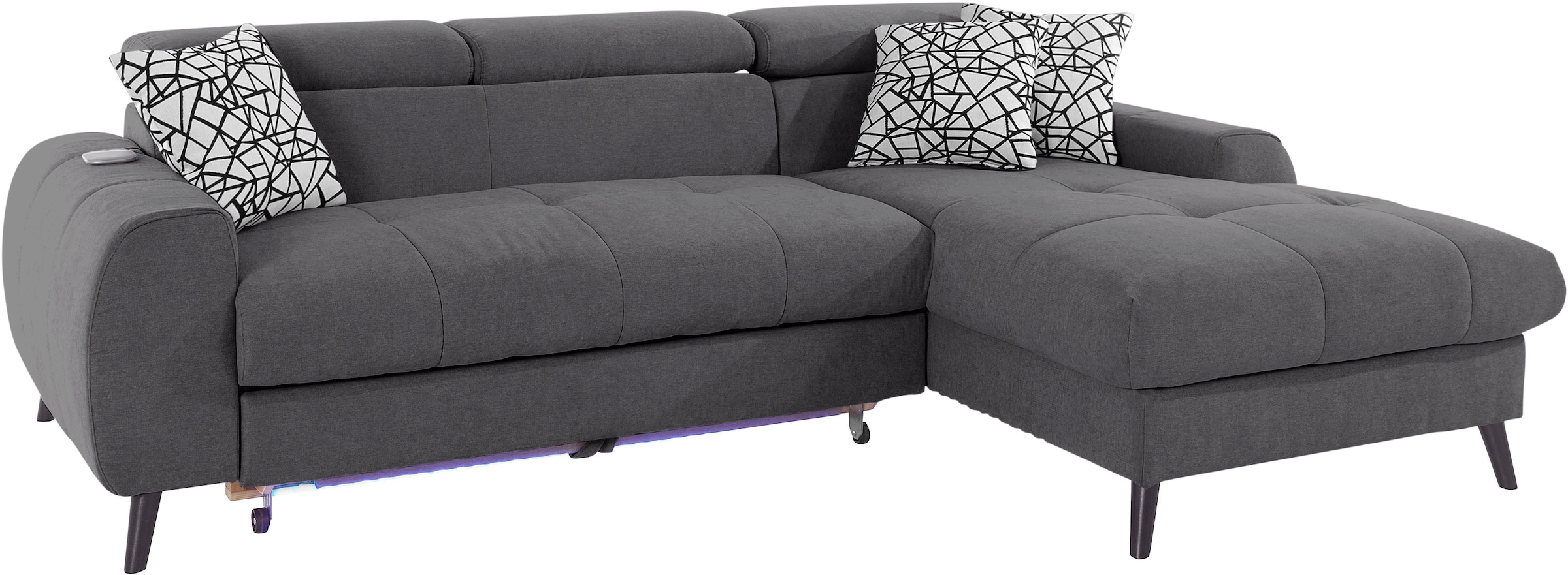 COTTA Ecksofa »Mia L-Form«, 3-tlg.-Kissen-Set, Recamiere, wahlweise mit oder ohne RGB-Beleuchtung