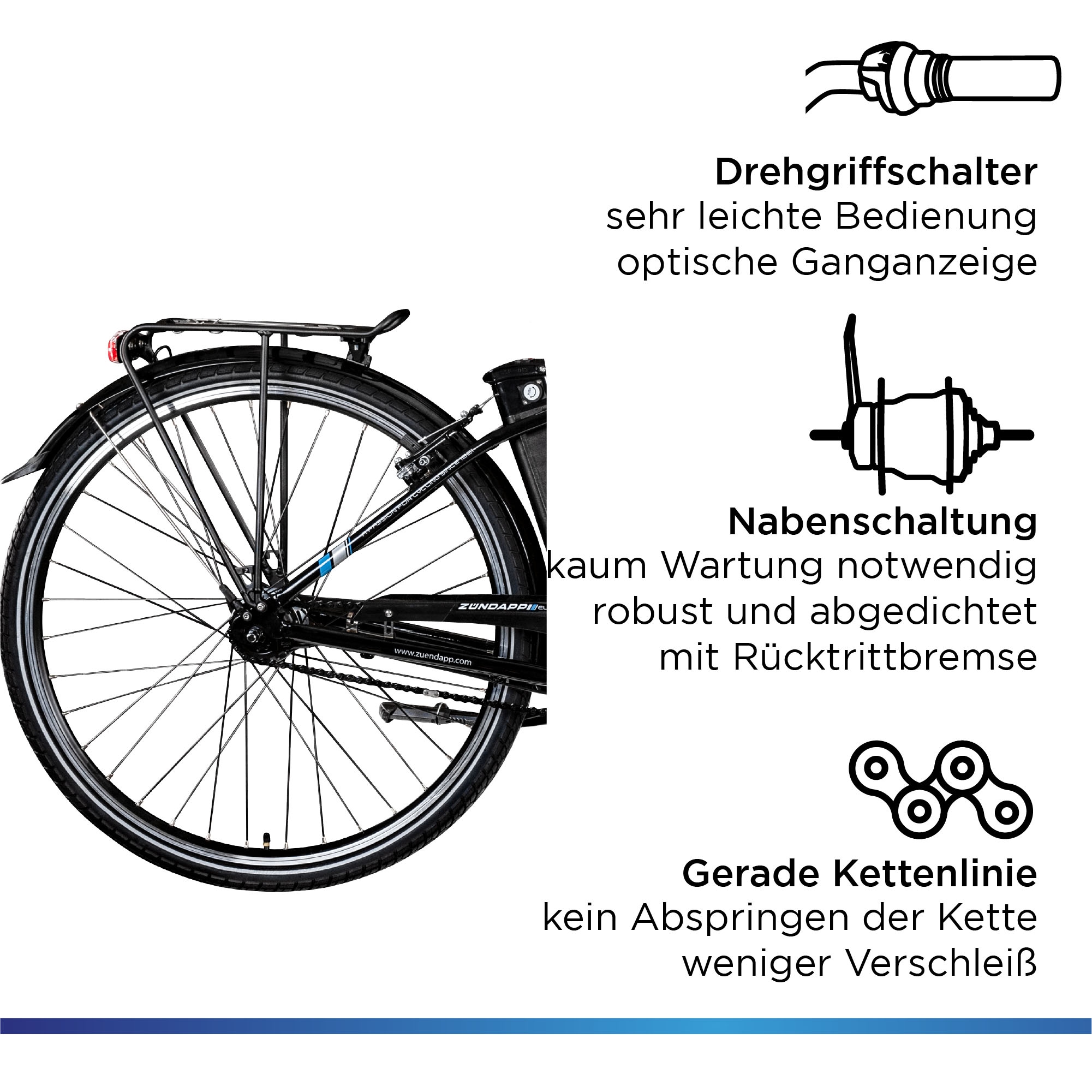 Zündapp E-Bike »Green 3.7«, 7 Gang, Frontmotor 250 W, Pedelec, Elektrofahrrad für Damen u. Herren