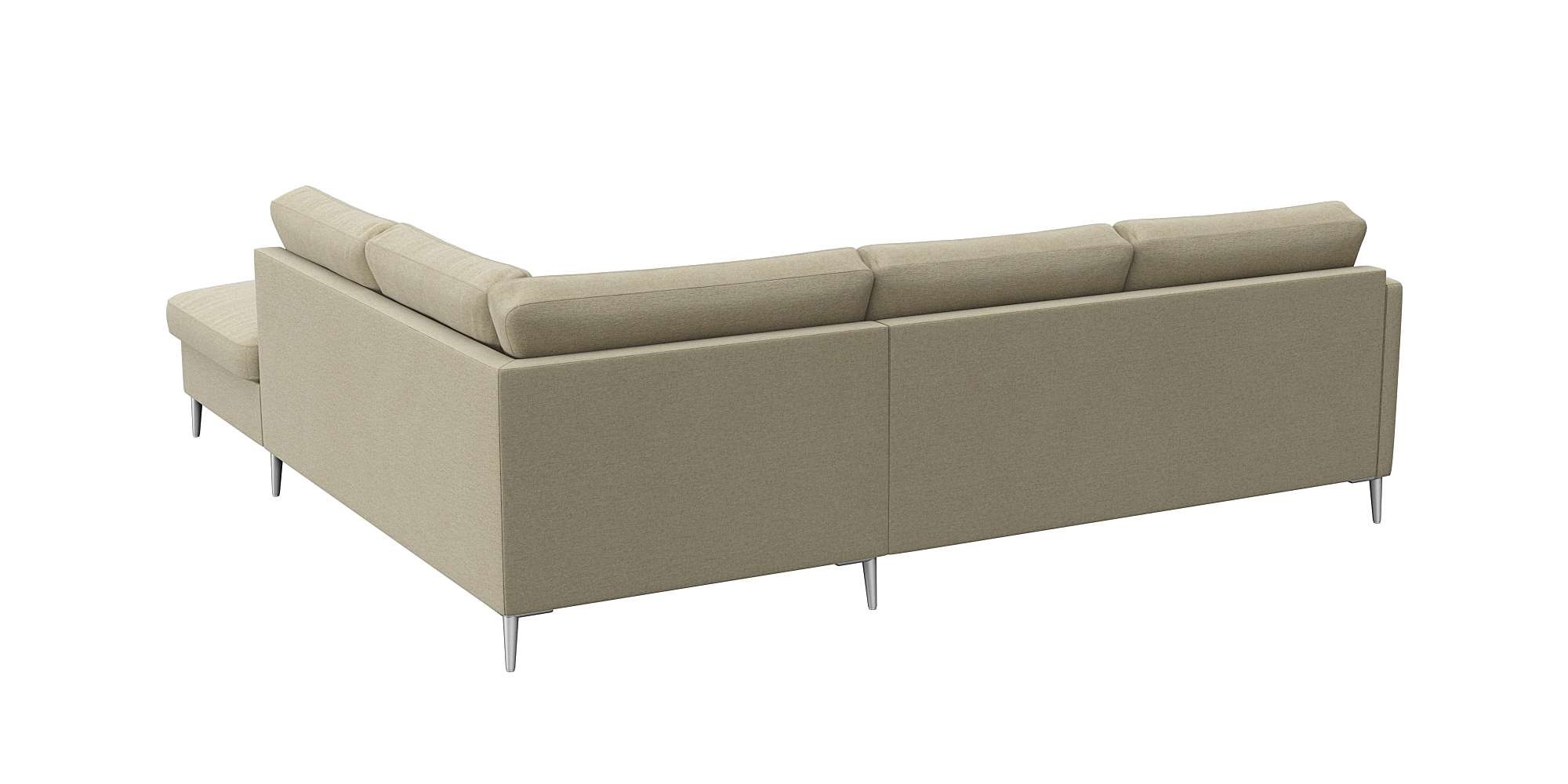 FLEXLUX Ecksofa »Fiore, L-Form« schmale Armlehnen, Füße alufarben, B/T 234/225 cm, Kaltschaum im Sitz