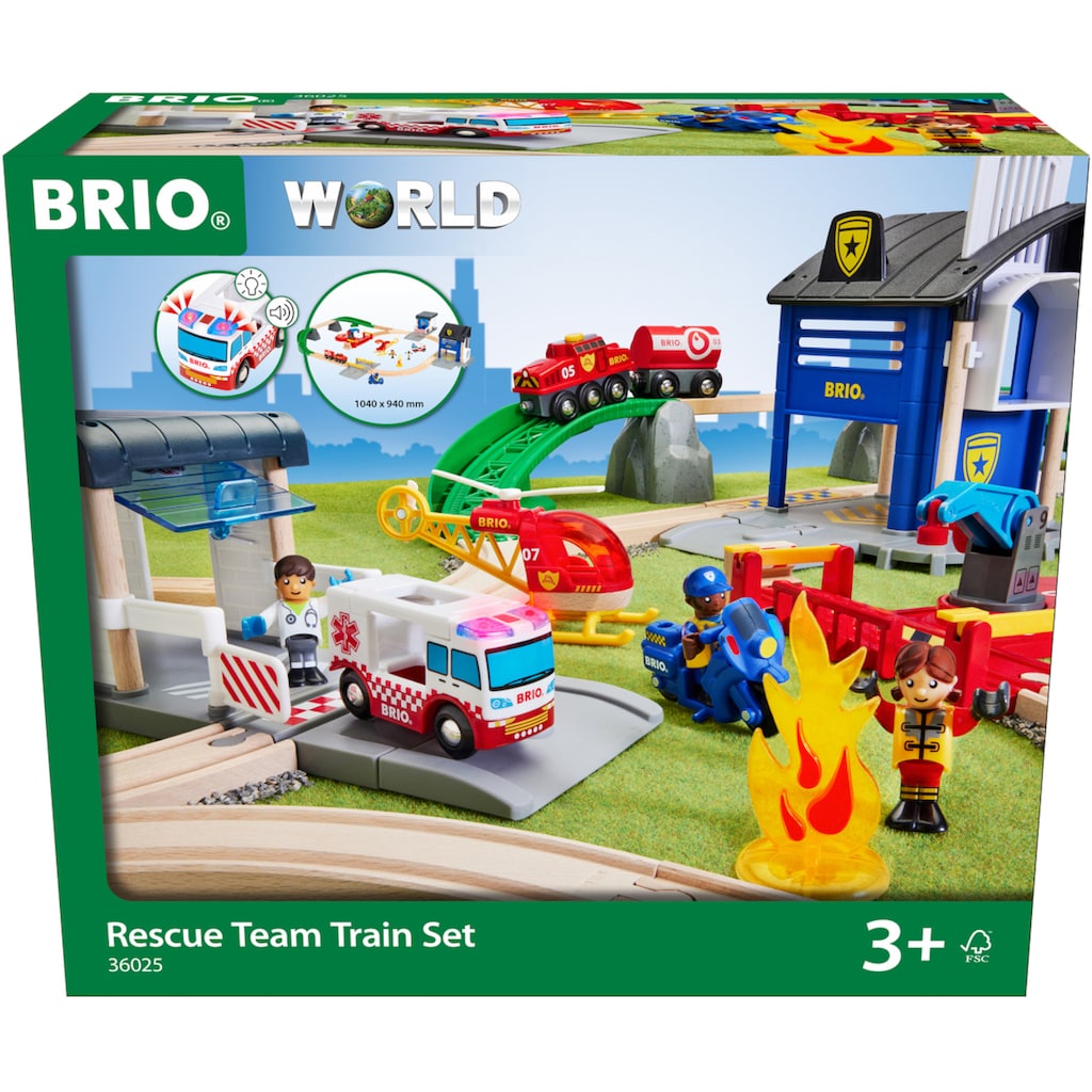 BRIO® Spielzeugeisenbahn-Erweiterung »BRIO® WORLD, Polizei und Feuerwehr Set Deluxe«, (Set)