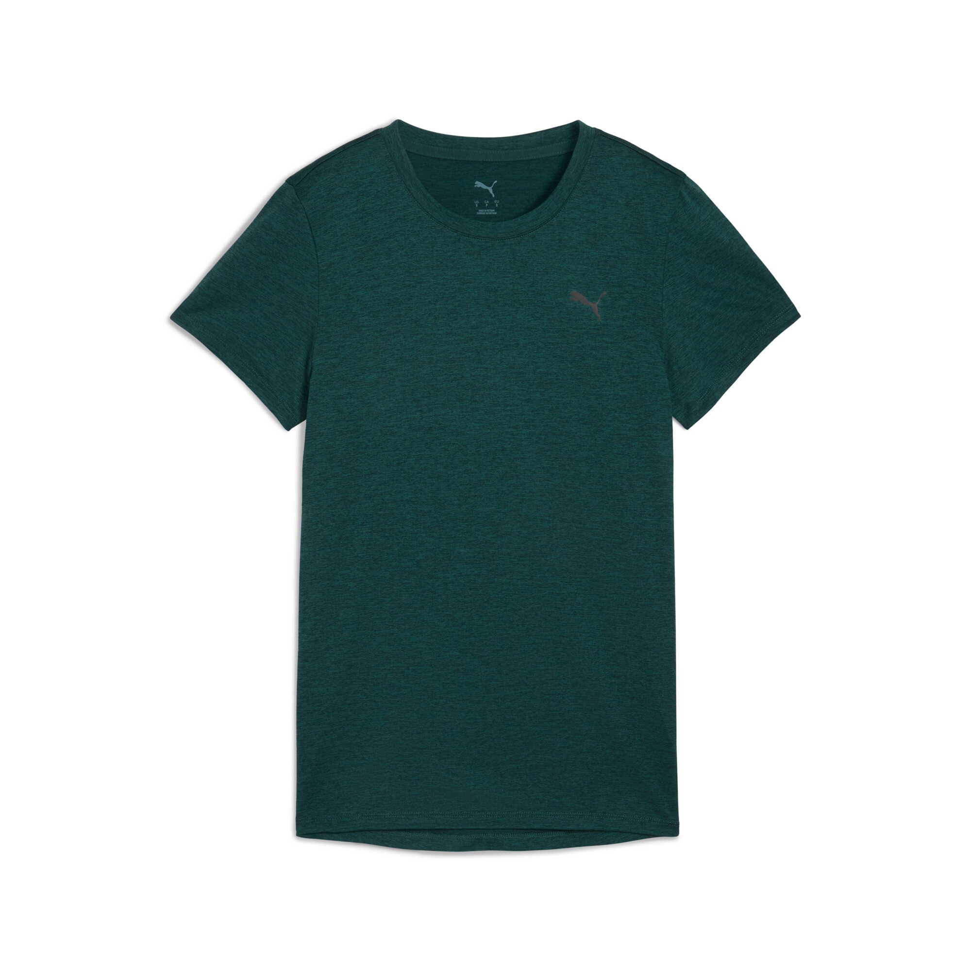 PUMA Trainingsshirt »W TAD ESSENTIAL HEATHER TEE« gerade Passform, Kurzarm, mit Seitenschlitzen, atmungsaktiv